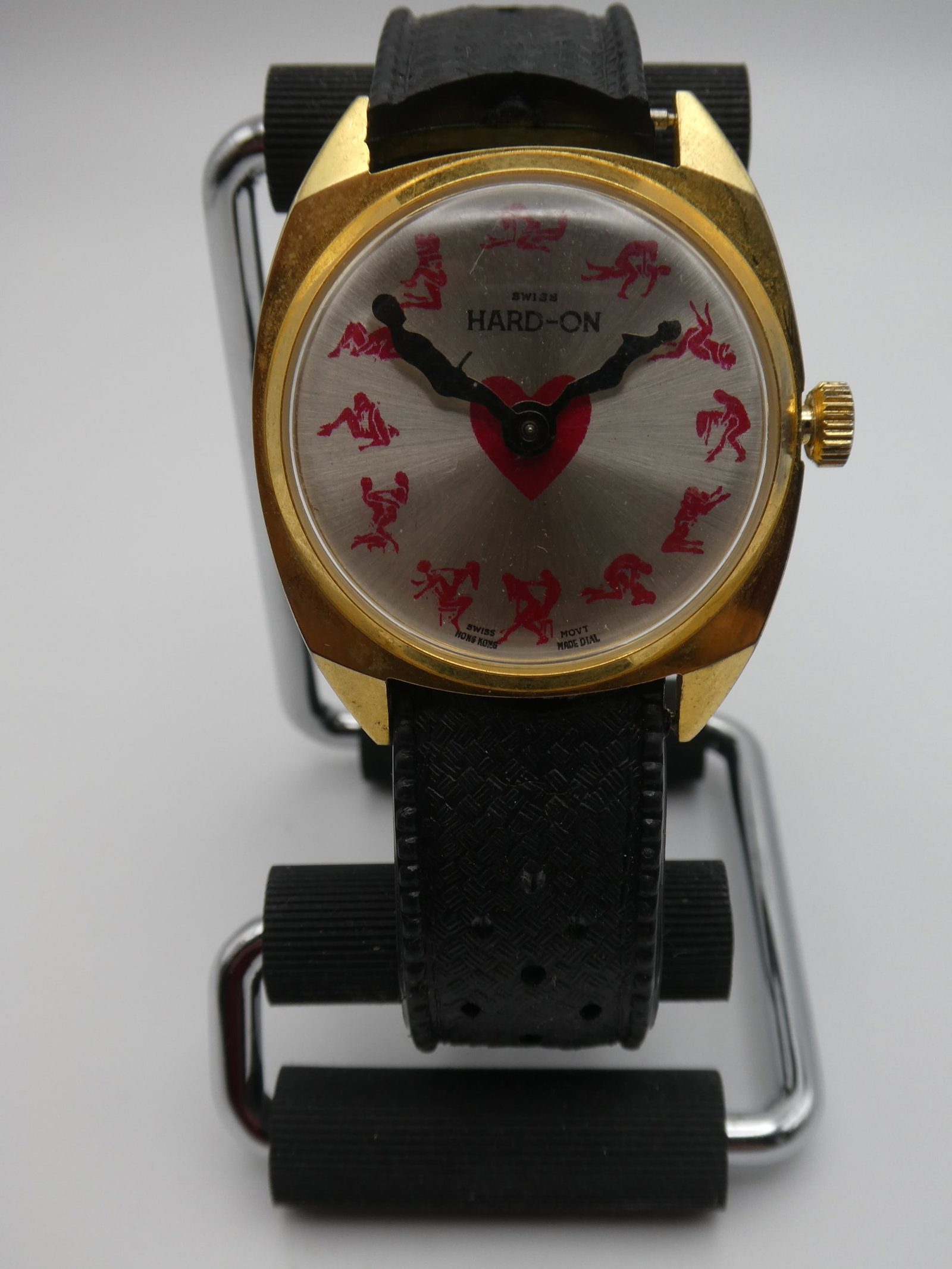 Swiss Hard-On Kama Sutra Sexual Position Wristwatch: Swiss Hard-On Kama Sutra Sexual Position Wristwatch Wind up. Condition:Winds up but don't hear any ticking Shipping:We offer in-house shipping. Item(s) will be packed after invoice is paid and shippin