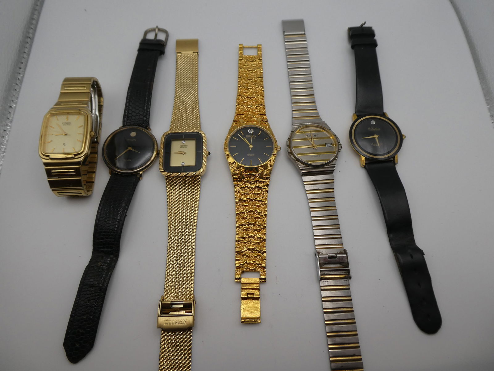 Lot 6 Assorted Wristwatches Citizen, El Dorado, Gruen Diamond Elgin Dufonte (1 of 9)