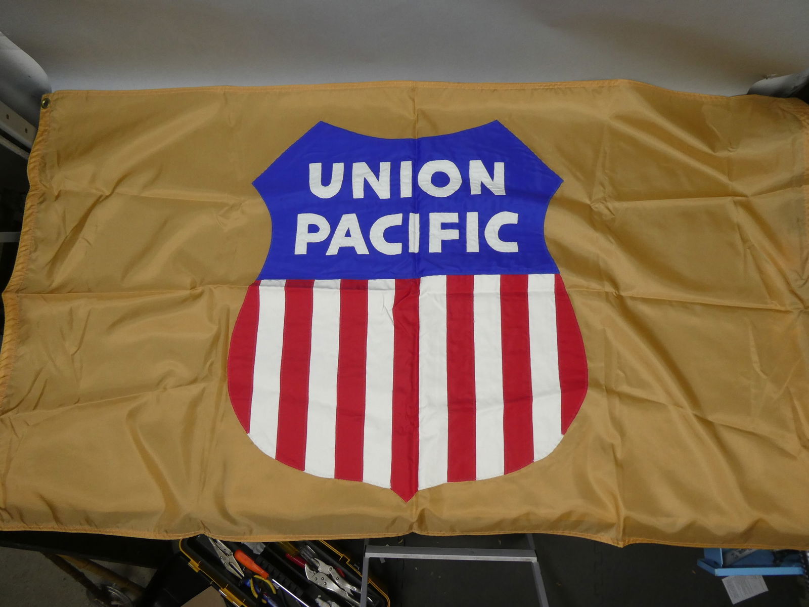 Vintage Stitched Union Pacific Railroad Nylon Flag (1 of 5)