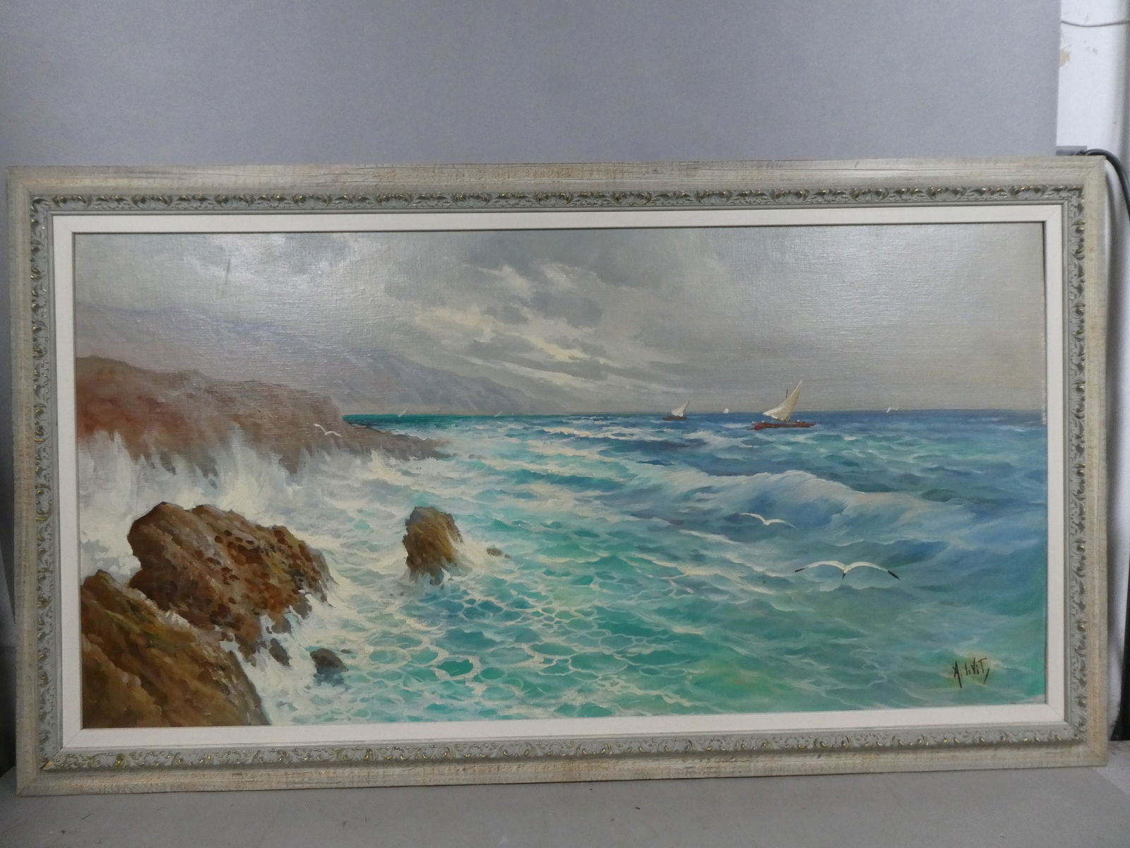 Antonio DeVity Crashing Waves Oceanscape Large Oil Painting (1 of 17)