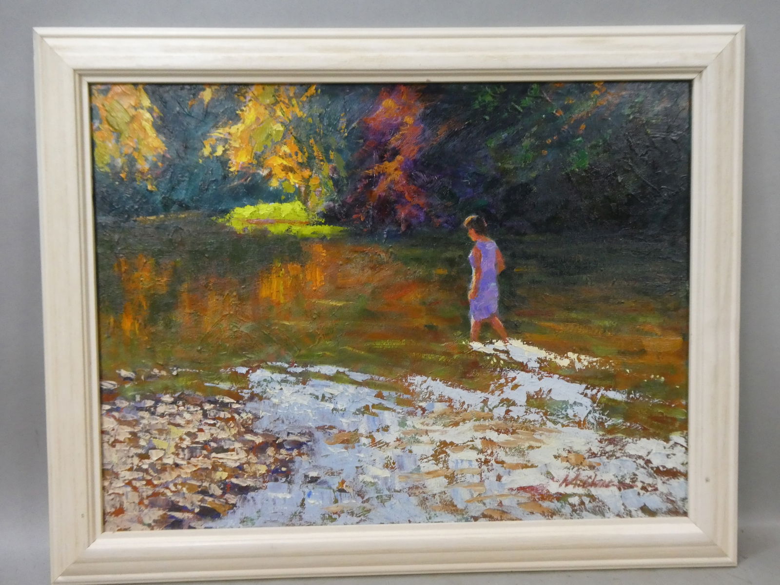 Michael McClure Woman Walking in River Acrylic Painting (1 of 15)