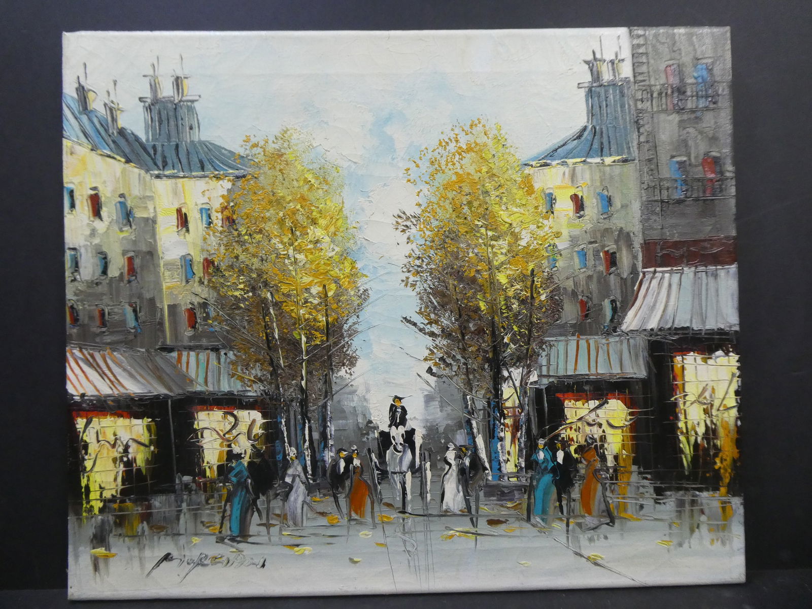 Vintage Signed Impressionist Streets of Paris Oil Painting (1 of 14)