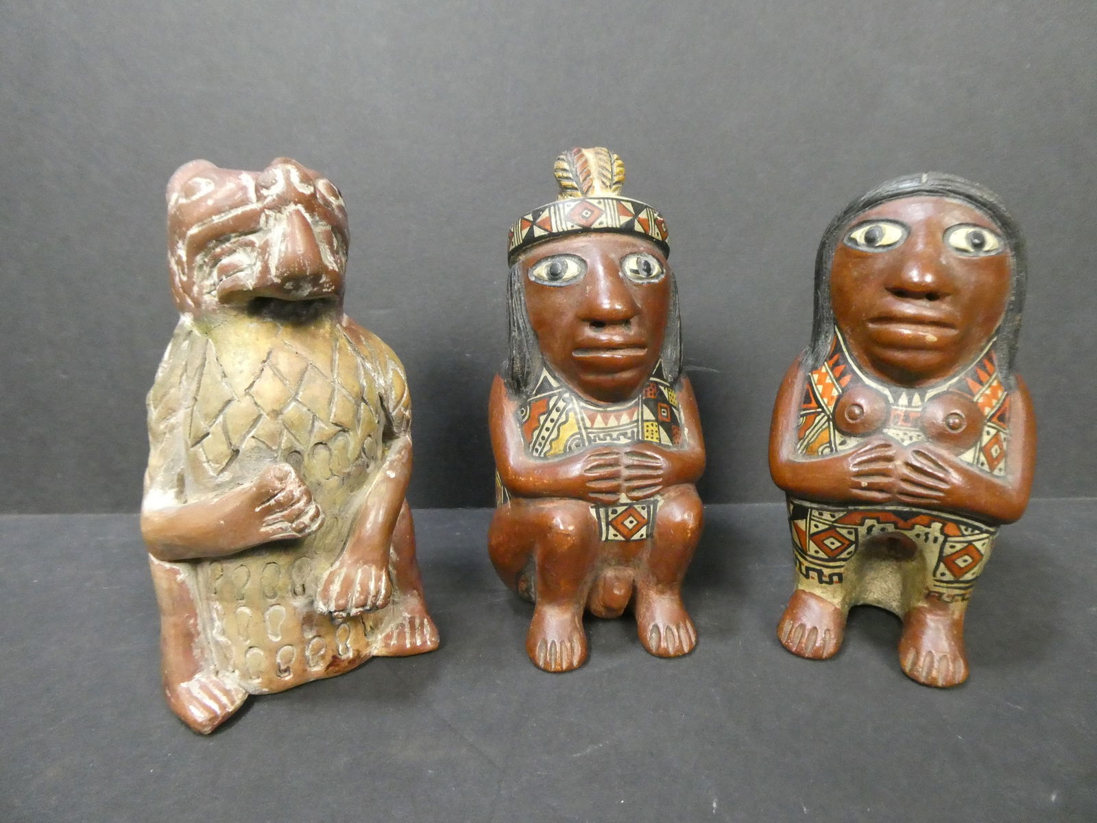 Lot 3 Vintage Native American Painted Clay Pottery Fertility Figures (1 of 11)