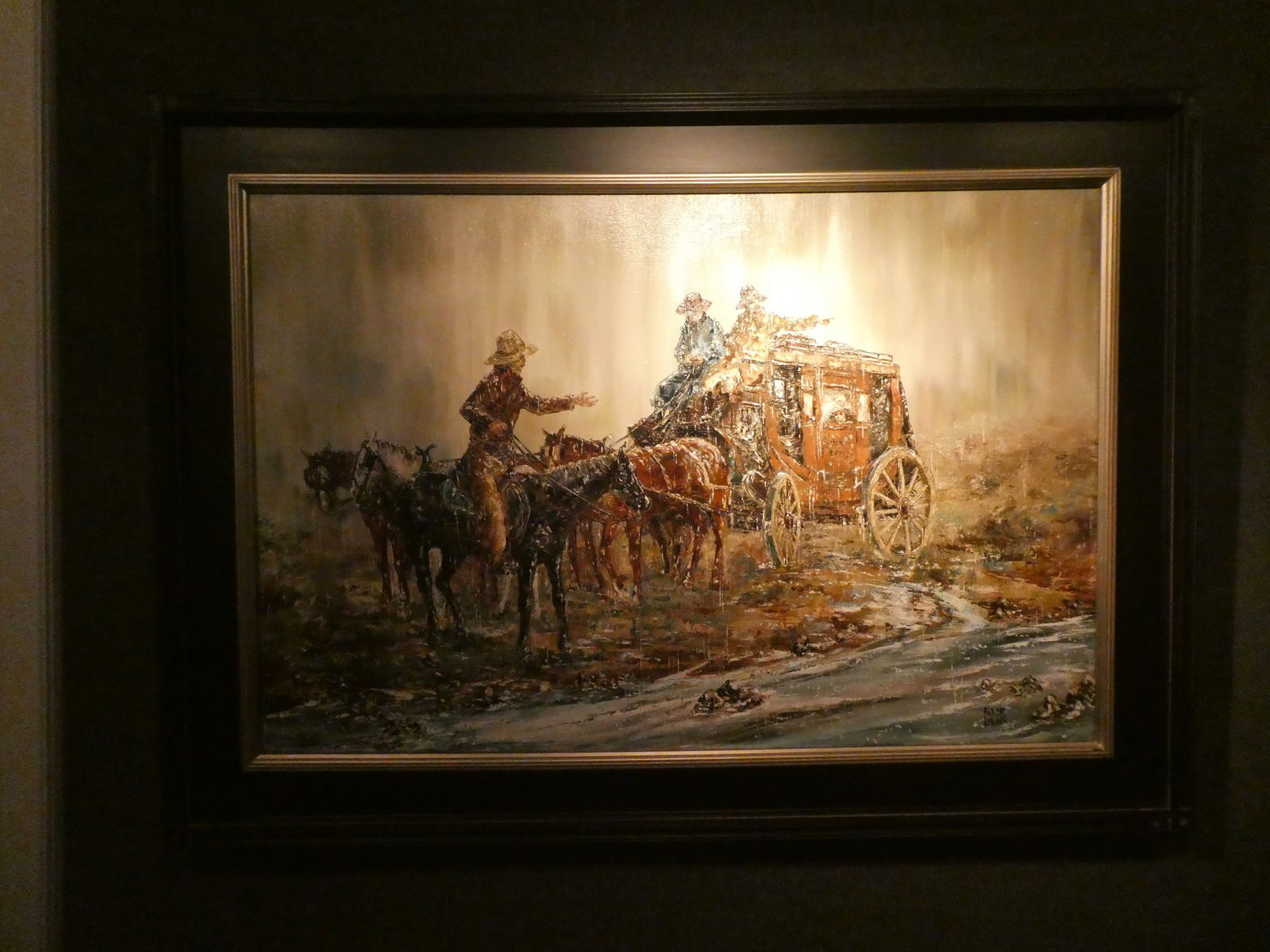 Robert Lebron Stagecoach Oil Painting: Robert Lebron Stagecoach Oil Painting . Frame not included **NOTE** This is a remote sale. Buyer must arrange pick up or shipping from Rochester Michigan. A couple pack and ship places include: UPS St