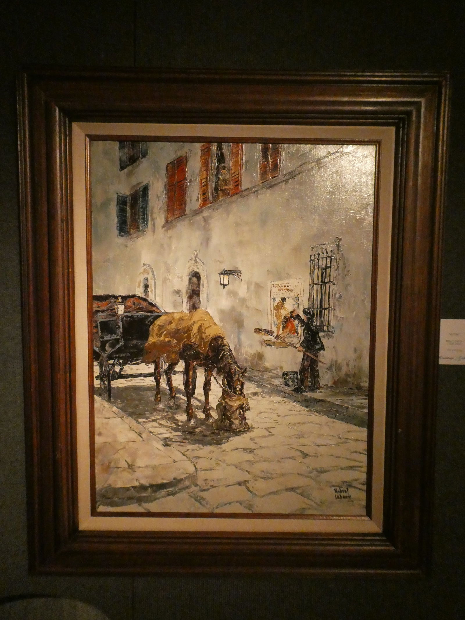 Robert Lebron Waiting Oil Painting: Robert Lebron Waiting Oil Painting **NOTE** This is a remote sale. Buyer must arrange pick up or shipping from Rochester Michigan. A couple pack and ship places include: UPS Store 145 South Livernois