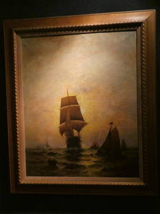 George Bunn Coming Into Port Oil Painting: George Bunn Coming Into Port Oil Painting Active 1885-1898 **NOTE** This is a remote sale. Buyer must arrange pick up or shipping from Rochester Michigan. A couple pack and ship places include: UPS St