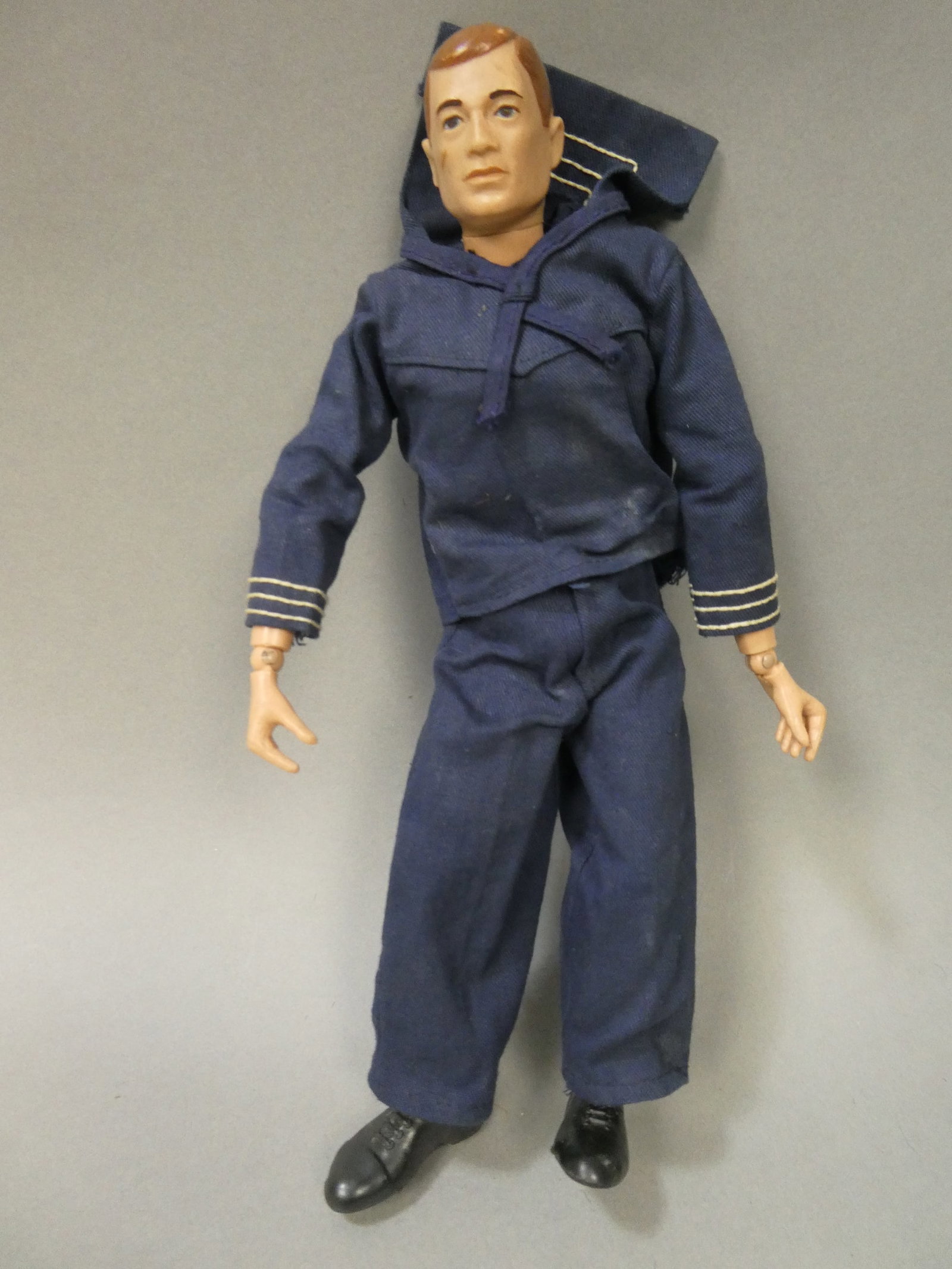 1964 Hasbro HI Joe Action Figure in Sailor Outfit: 1964 Hasbro HI Joe Action Figure in Sailor Outfit. Condition:Normal wear with age and use Shipping:We offer in-house shipping. Item(s) will be packed after invoice is paid and shipping charge will be 