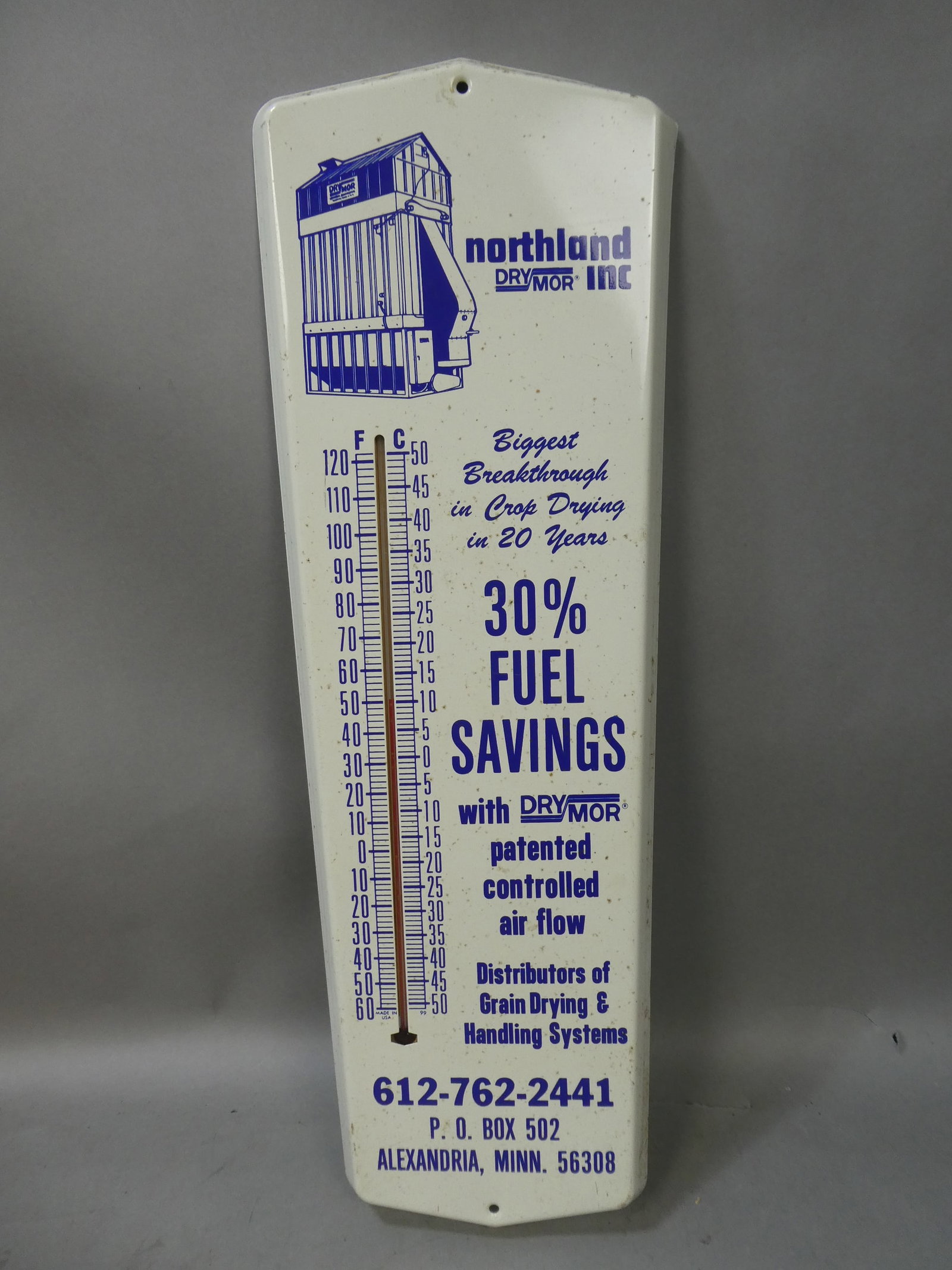 Vintage Northland Drymor Inc Advertising Wall Thermometer: Vintage Northland Drymor Inc Advertising Wall Thermometer. Measurements in inches: 24 x 8 Condition:Has some light surface rust, overall very good Shipping:We offer in-house shipping. Item(s) will be 