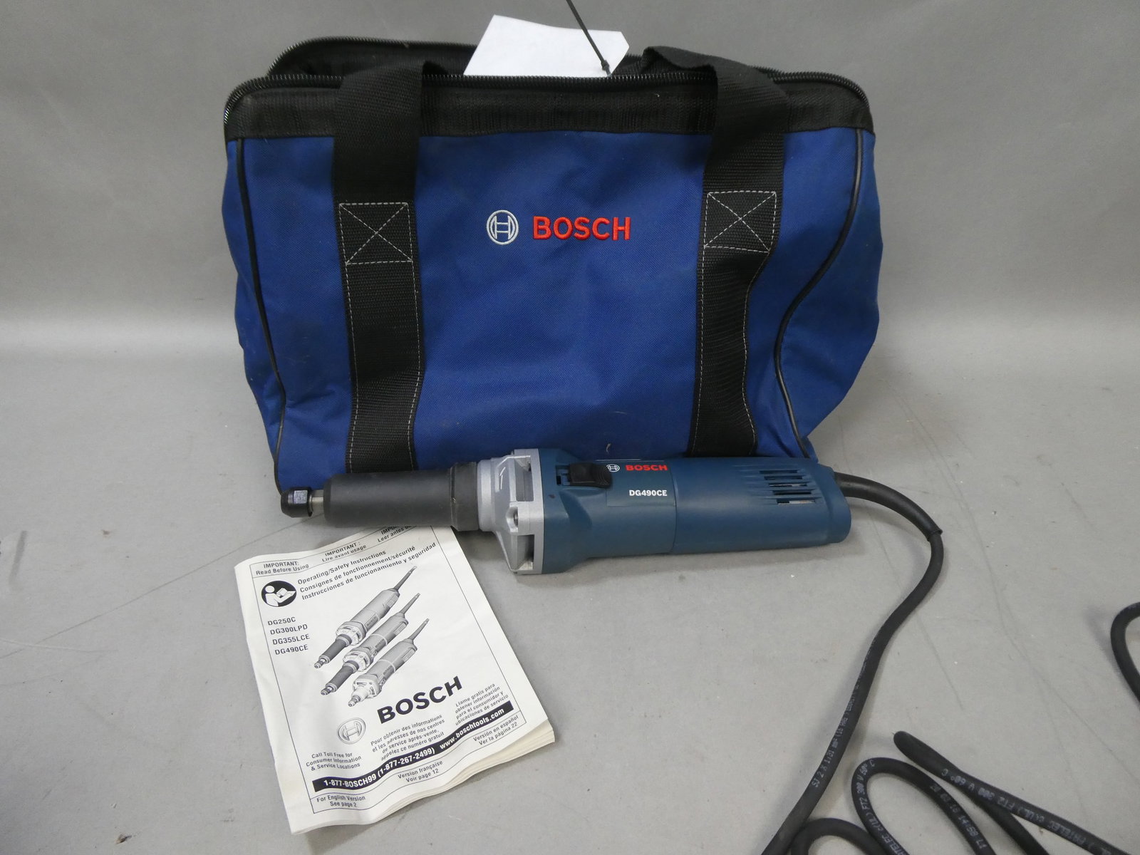 Bosch DG490CE Die Grinder w/ Bag & Instructions: Bosch DG490CE Die Grinder w/ Bag & Instructions This item is from a Gurnee, IL private estate. The estate included lots of cameras and accessories, motorcycles and parts, vehicles, knives, guns, tools