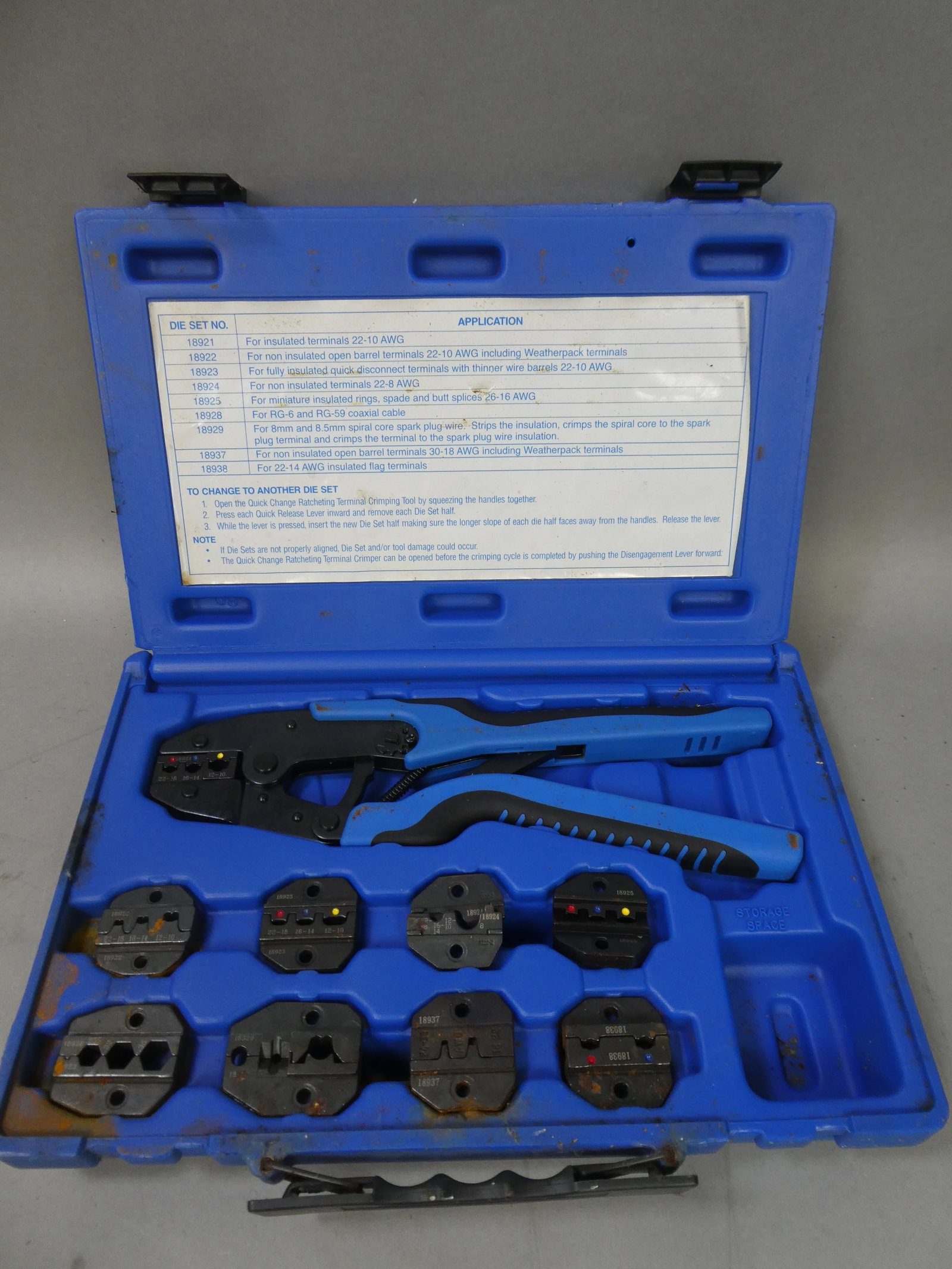 S&G Tool Aid Master Ratcheting Terminal Crimper Set in Case: S&G Tool Aid Master Ratcheting Terminal Crimper Set in Case This item is from a Gurnee, IL private estate. The estate included lots of cameras and accessories, motorcycles and parts, vehicles, knives,