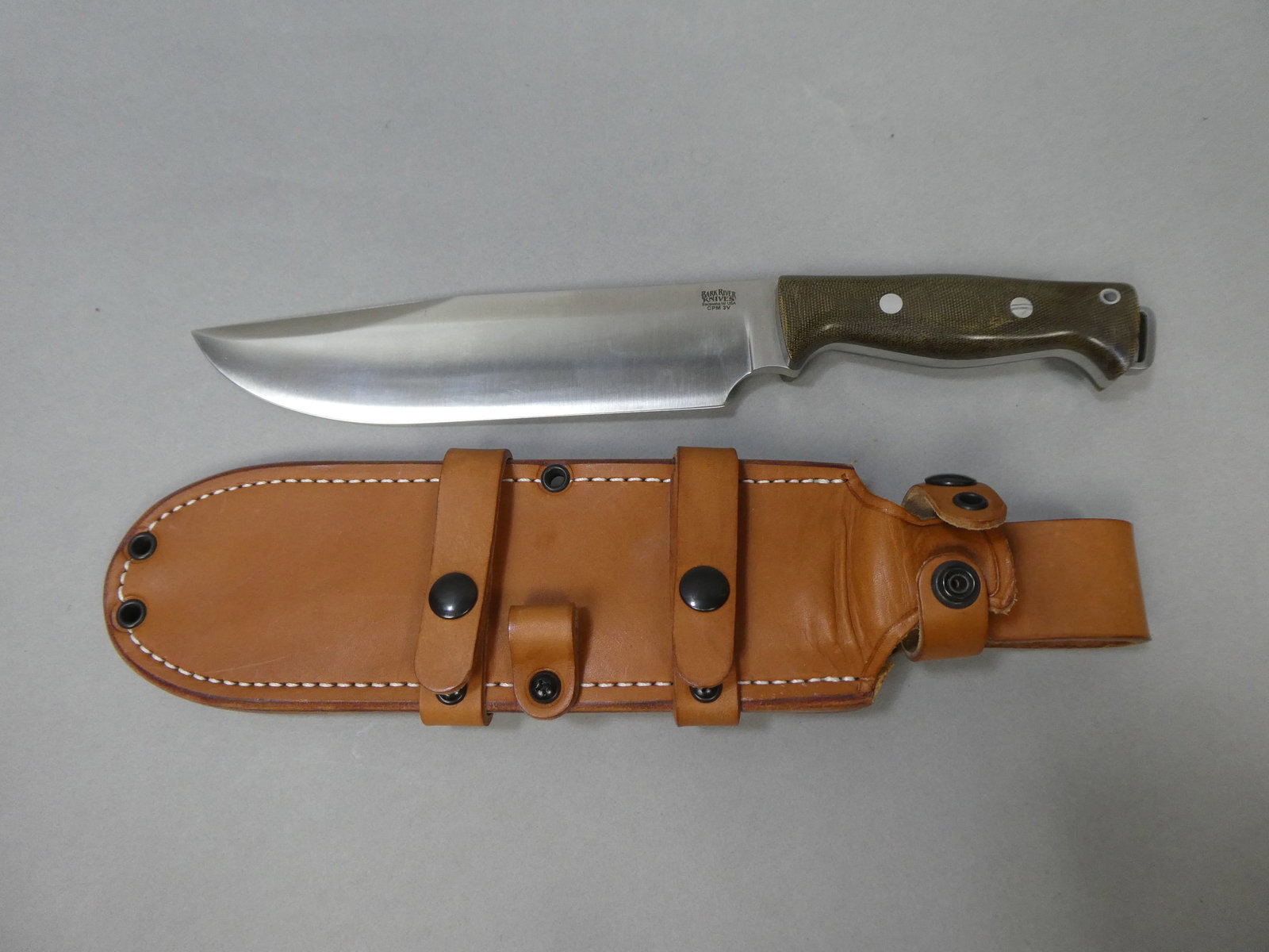 Bark River CMP 3V Knife w/ Leather Sheath 1st Production Run: Bark River CMP 3V Knife w/ Leather Sheath 1st Production Run This item is from a Gurnee, IL private estate. The estate included lots of cameras and accessories, motorcycles and parts, vehicles, knives