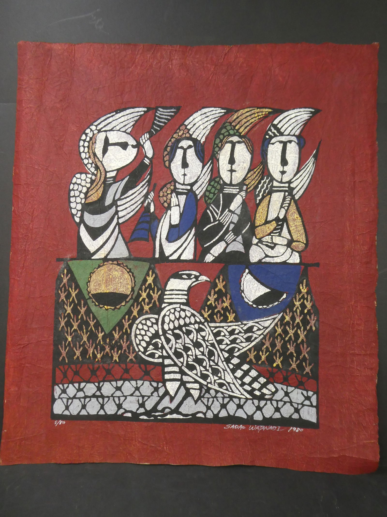 1980 Sadeo Watanabe Japanese Stencil Print Blowing of the Trumpet of Four (1 of 11)