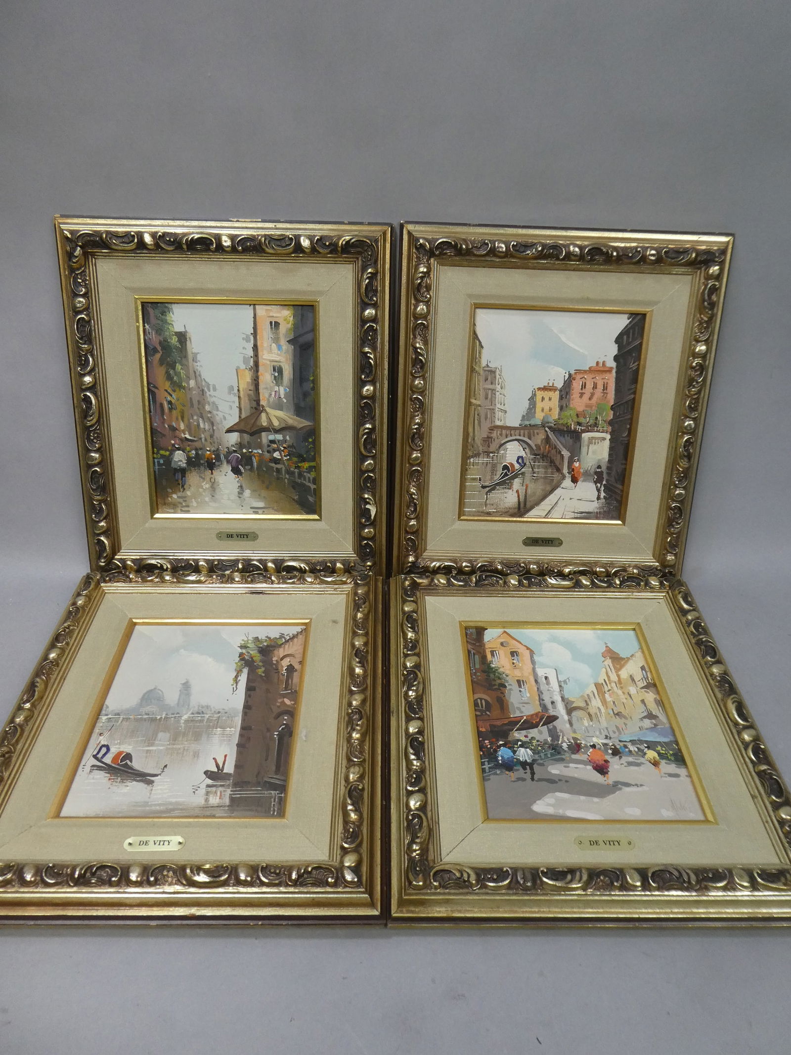Set 4 Antonio DeVity Italian Street Scenes Oil Paintings Listed Artist (1 of 10)