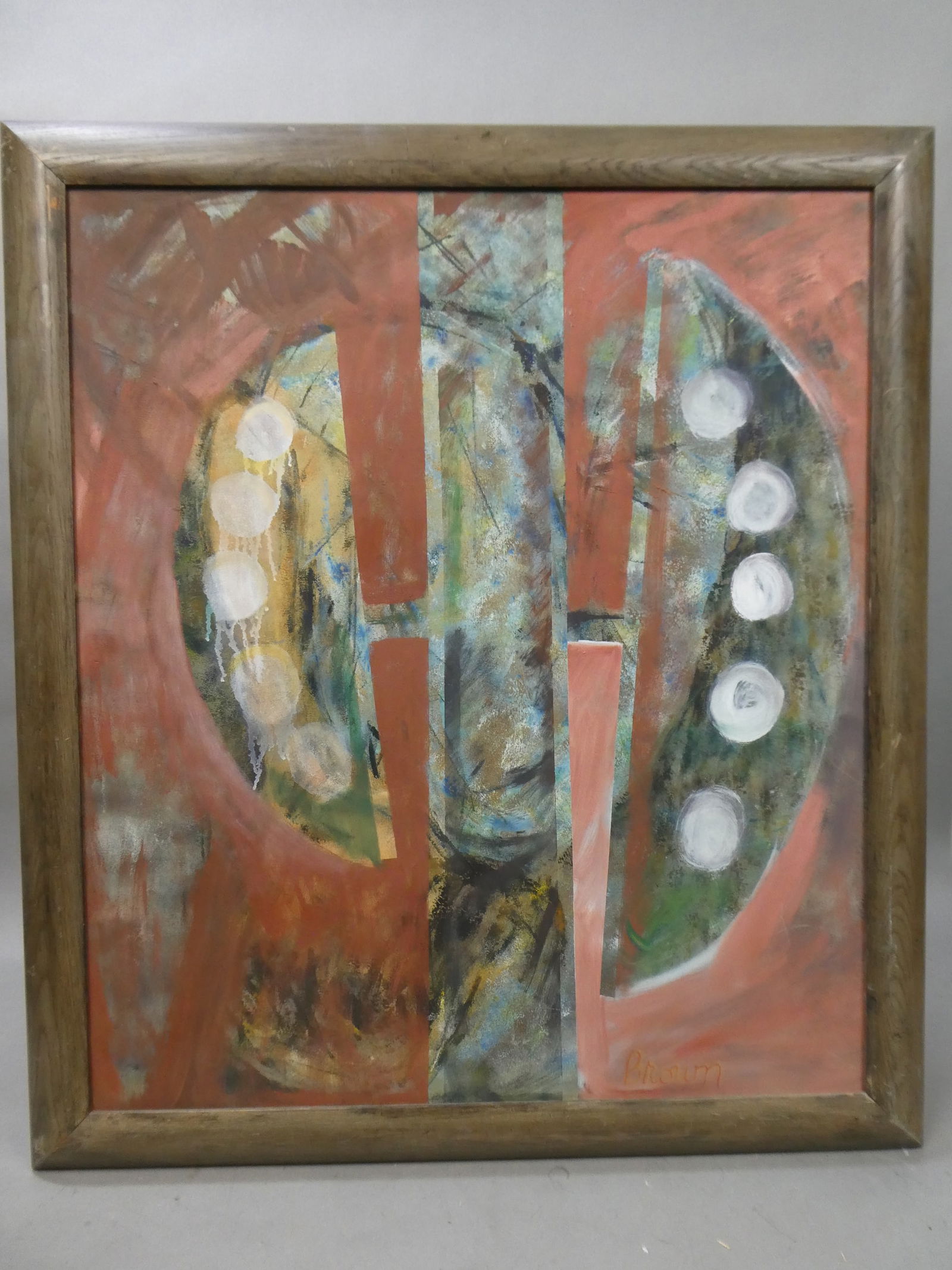 Signed Jane Rac Brown Double Sided Abstract Oil Painting (1 of 11)