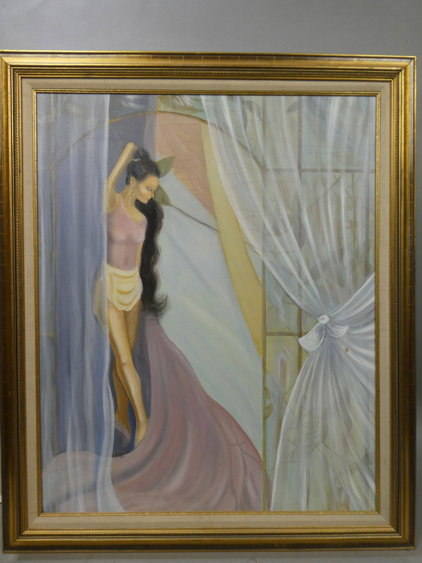 1991 Fernando Enver Torres Beautiful Woman by Window Oil Painting (1 of 16)