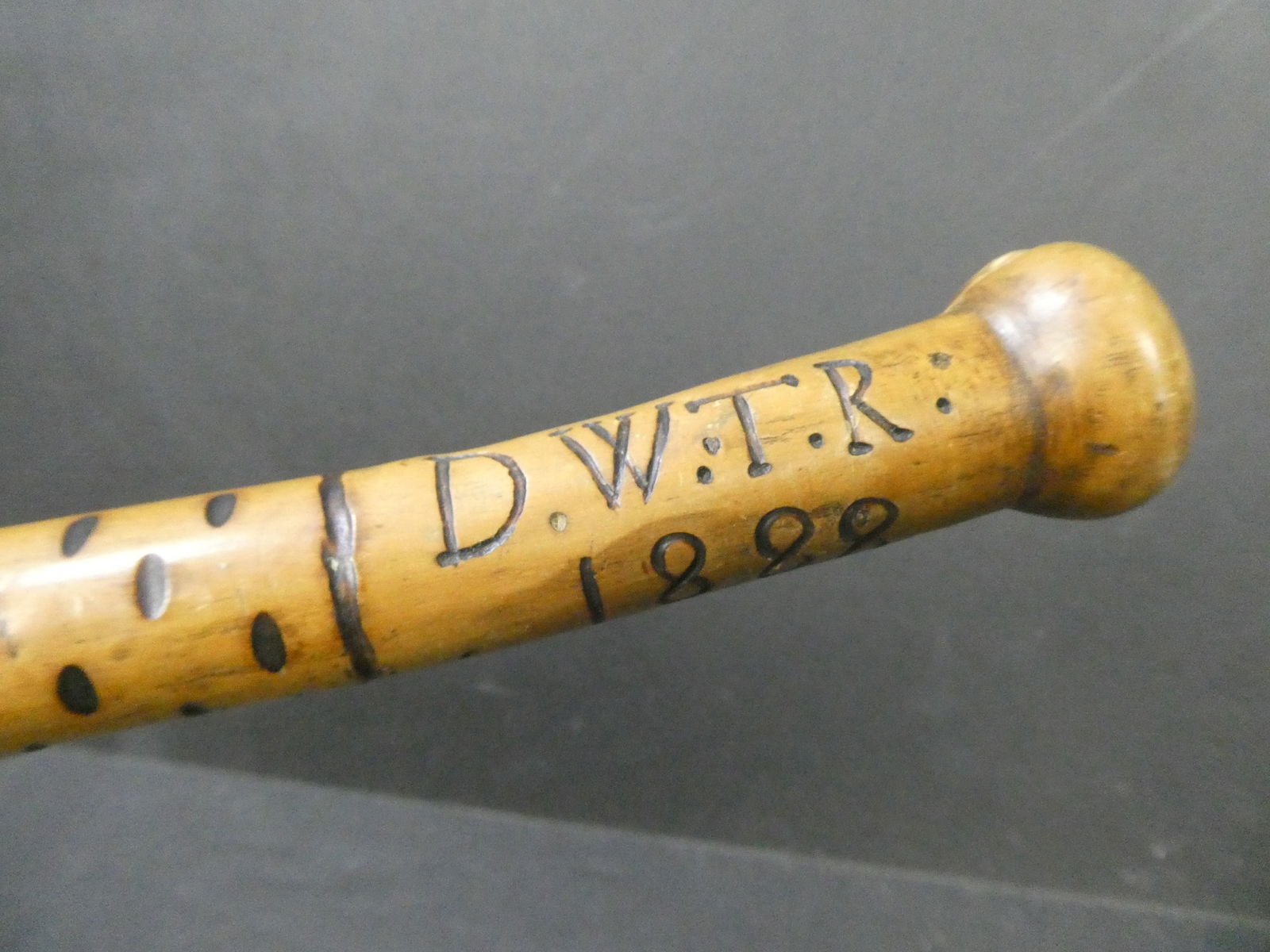 Antique DWTR 1888 Carved Wooden Walking Stick Cane (1 of 9)