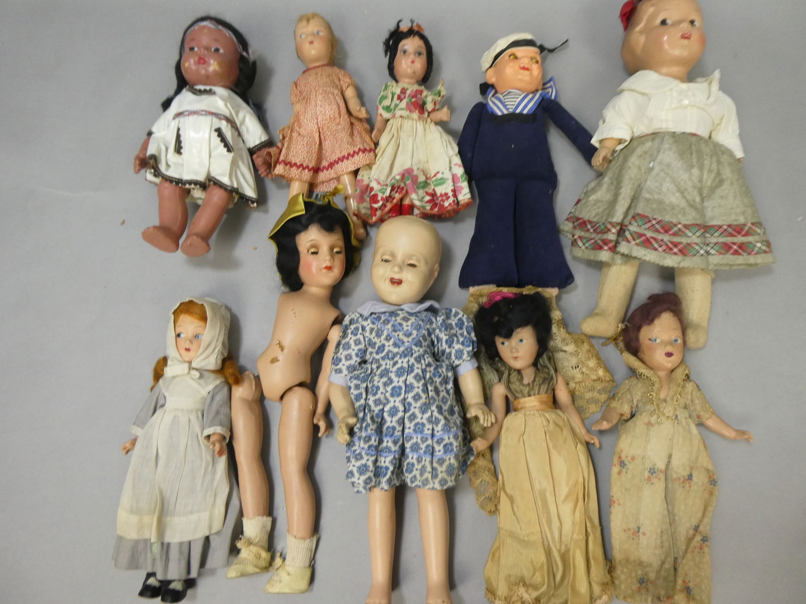 Lot 10 Assorted Antique Composition Dolls Sailor Boy Indian Reliable etc (1 of 12)