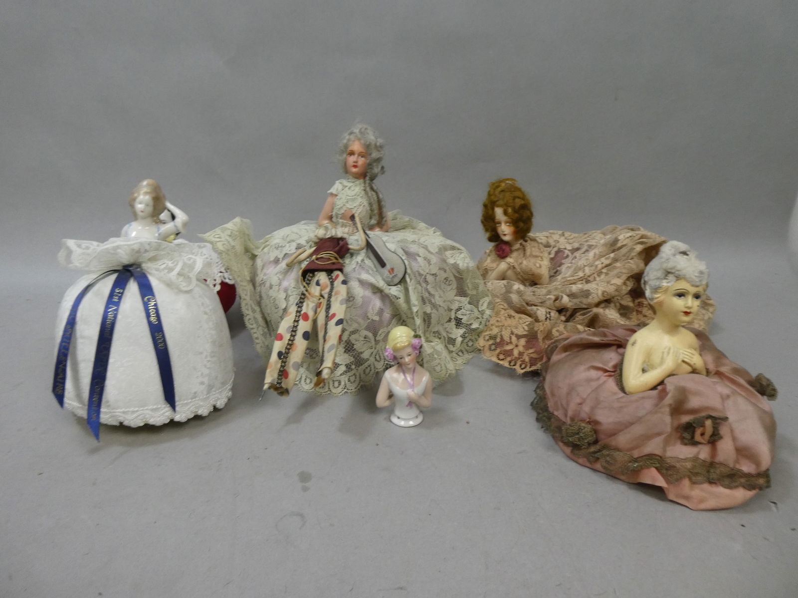 Lot 7 Antique Bisque Pin Cushion Half Dolls (1 of 10)