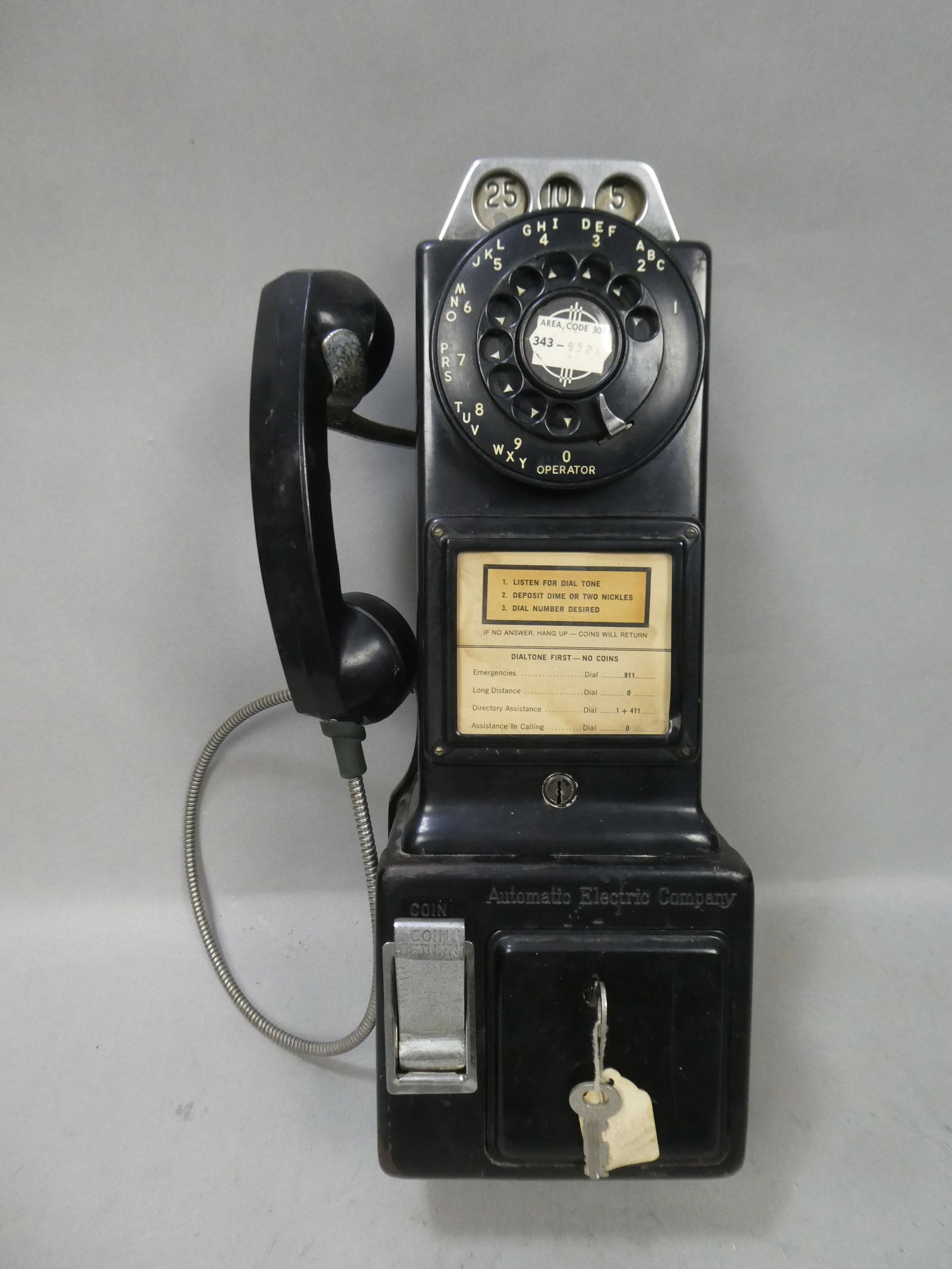 Automatic Electric 3 Coin Rotatory Dial Pay Phone Telephone (1 of 7)