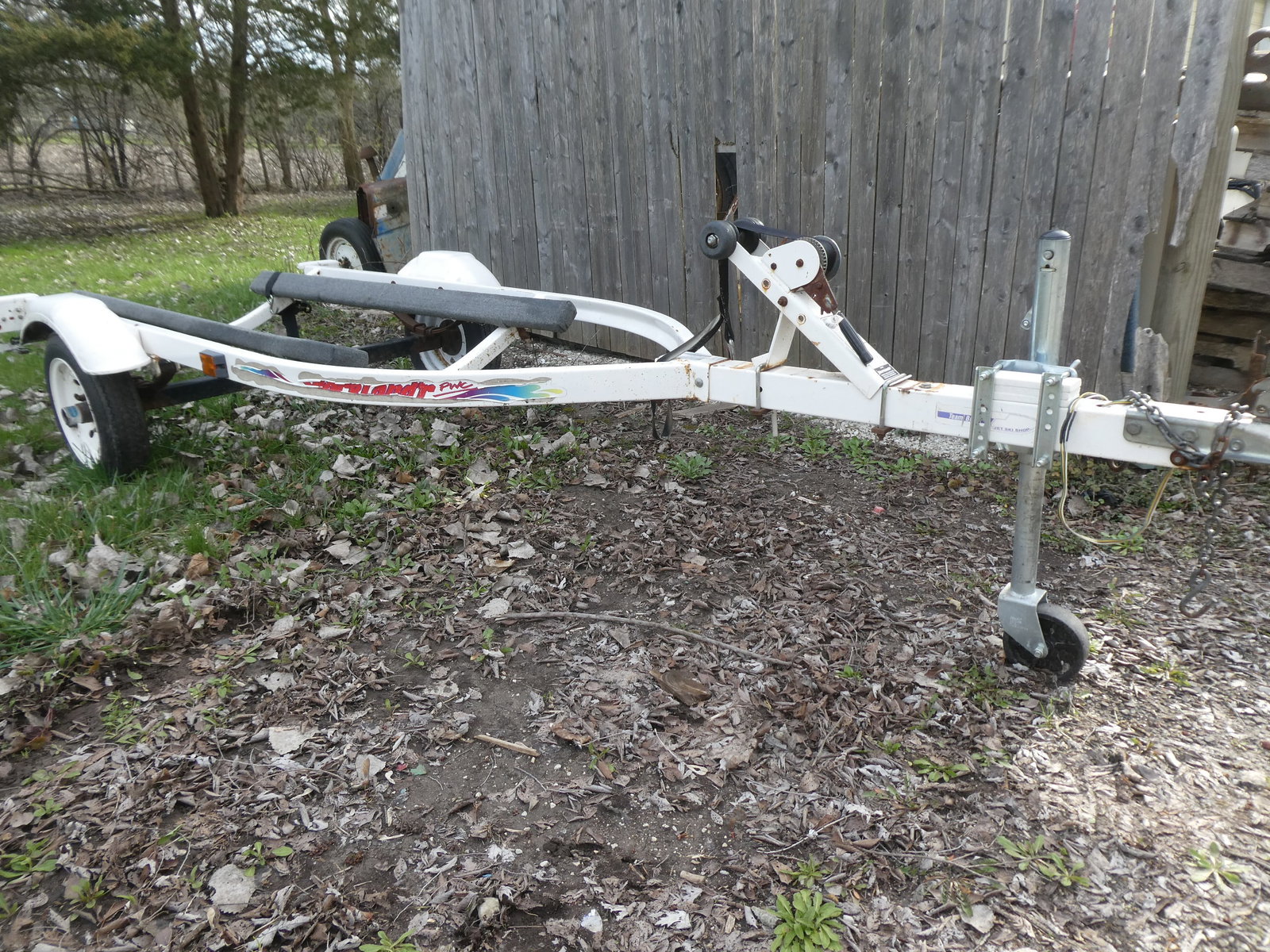 Shorelander Shoreland'r White Tao23 Jet Ski Trailer: Shorelander Shoreland'r White Tao23 Jet Ski Trailer number 6249201. Does not have a title. Buyer to pick up or arrange shipping from Gurnee, IL. Measurements in inches: 45 wide without wheels, 143 lon