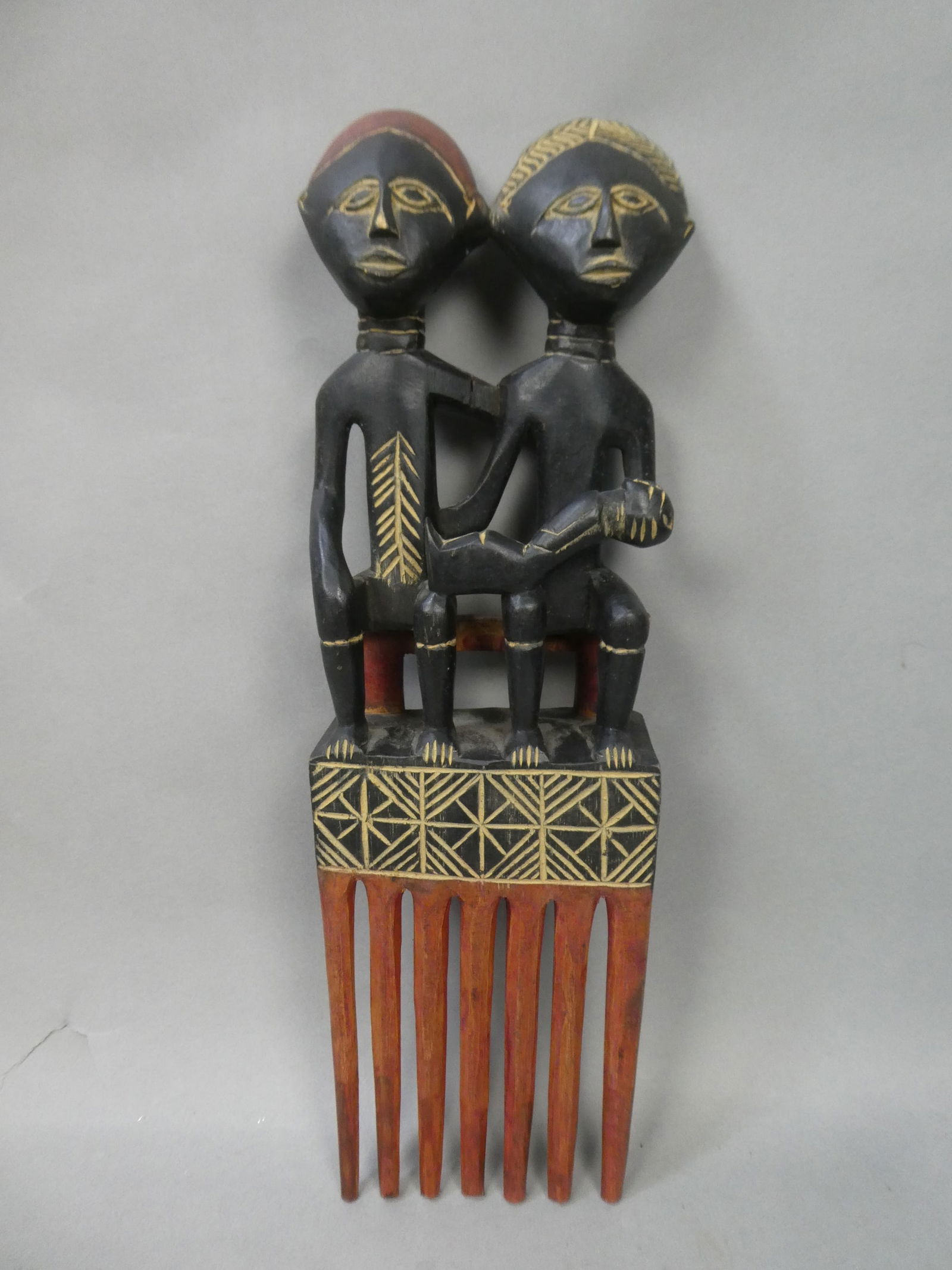 Large Ashanti Doll Comb Carved & Painted African Wood (1 of 7)