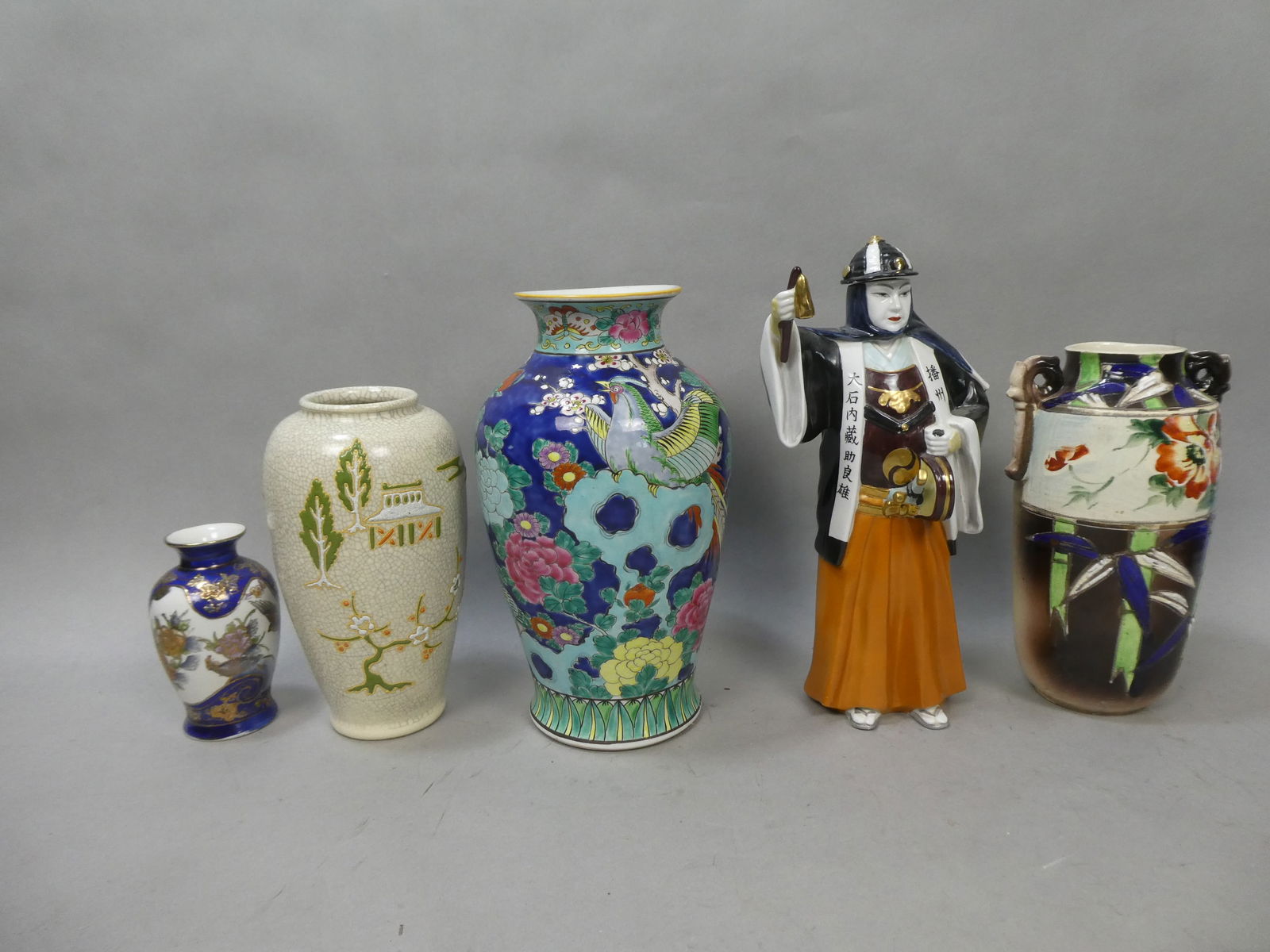 Lot 5 Asian Japan & Chinese Art Pottery Vases & Sake Bottle (1 of 11)