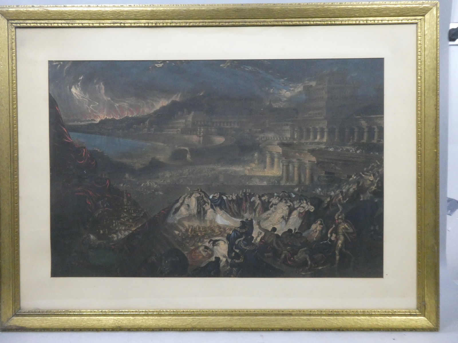 Antique Color Print of The Fall of Nineveh by John Martin (1 of 14)