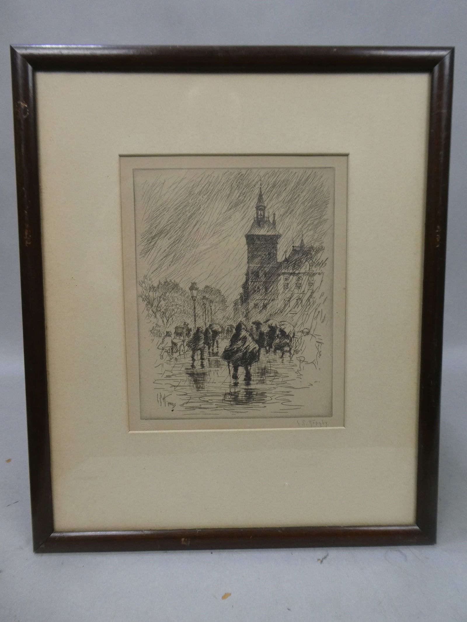 1920 Lester Hornby Palais de Justice B&W Etching (1 of 12)