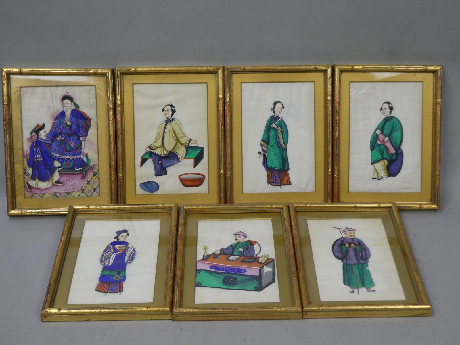 Lot 7 Antique Chinese Hand Painted on Cloth Small Paintings (1 of 8)