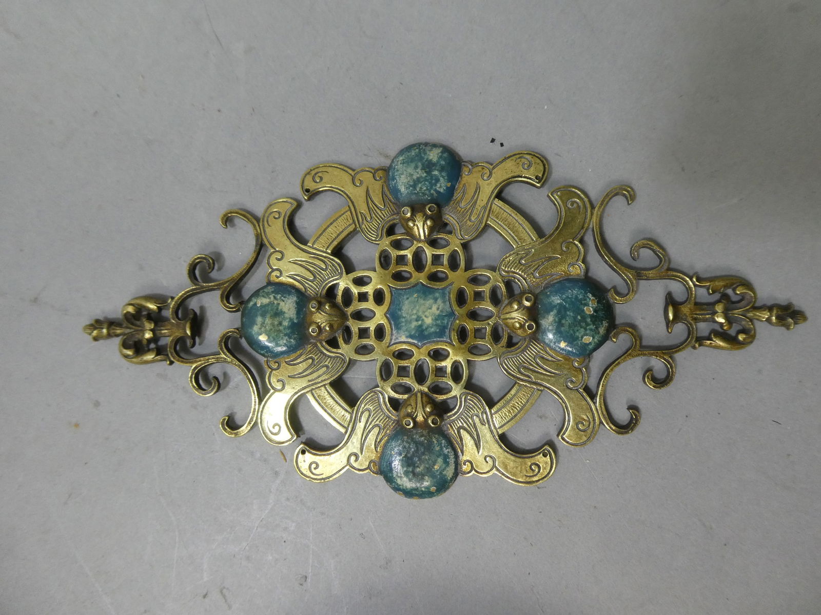 Vintage Brass & Stone Ornate Indian Large Wall Plaque Escutcheon (1 of 6)