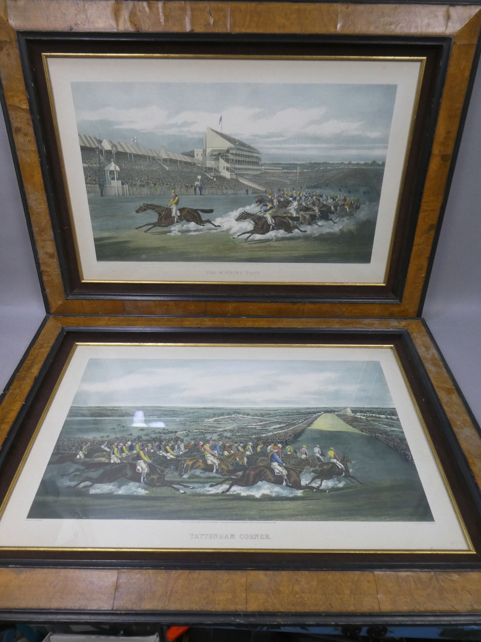 Pair c1870 After Henry Alken Horse Racing Large Color Engravings by W Summers (1 of 16)