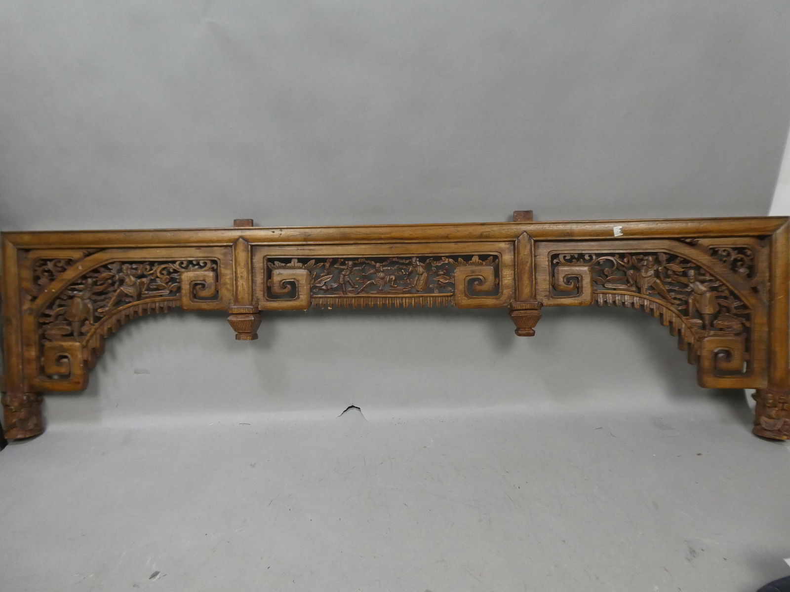 Antique Chinese Republic Hand Carved Wooden Bed Lintel: Antique Chinese Republic Hand Carved Wooden Bed Lintel. Measurements in inches: 54 x 15 Condition:Very clean with no problems Shipping:We offer in-house shipping. Item(s) will be packed after invoice