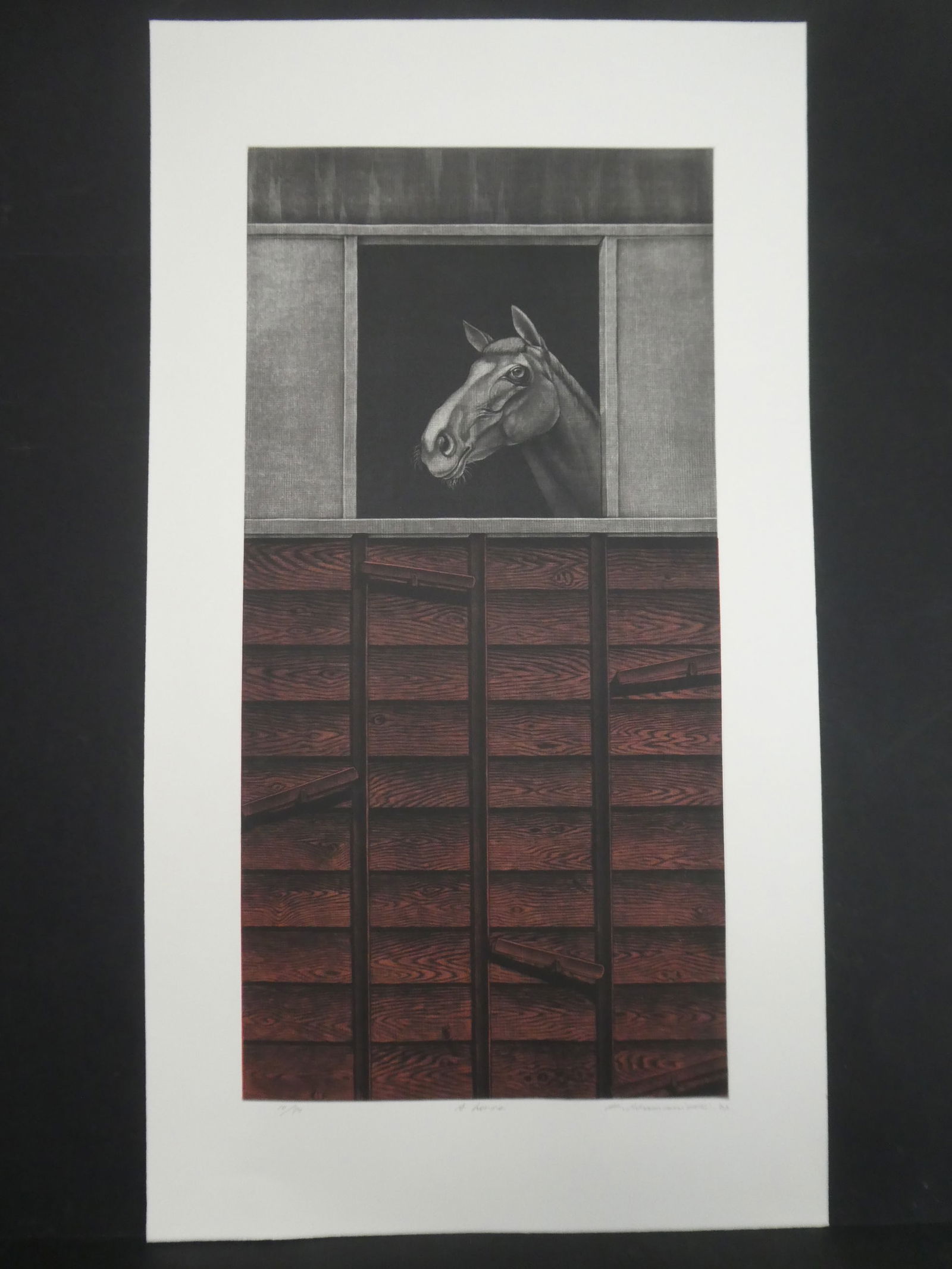 2008 Katsunori Hamanishi Japanese Mezzotint Print A Horse: 2008 Katsunori Hamanishi Japanese Mezzotint Print A Horse. No 10/70 Unframed.. Measurements in inches: 16 1/2 x 30 Condition:Good with no problems Shipping:We offer in-house shipping. Item(s) will be