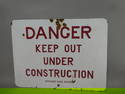 Antique White Porcelain Chicago Park District Danger Keep Out Sign