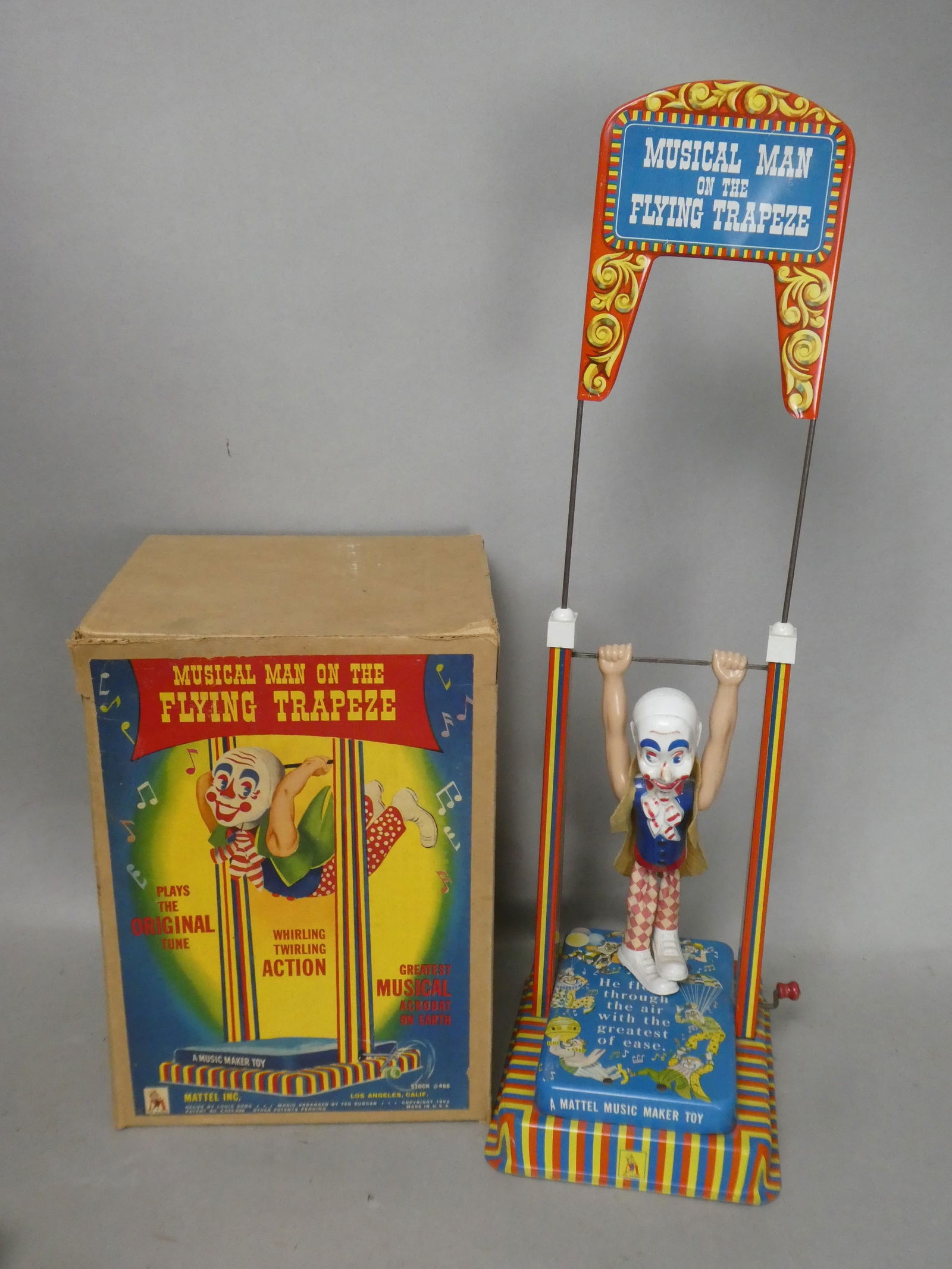 1953 Mattel Clown Musical Man on the Flying Trapeze in Box (1 of 10)