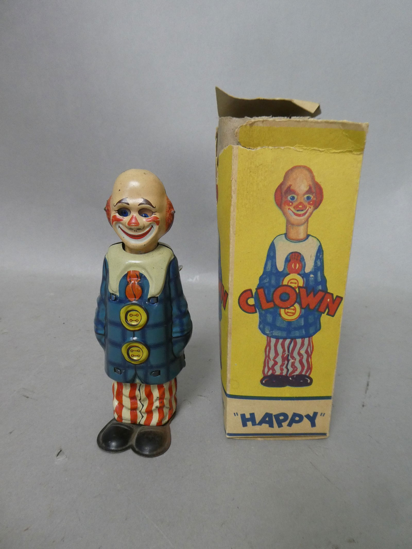 c1950 US Zone Germany Tin Wind-Up Happy Clown Jouet Ancient Distler (1 of 7)