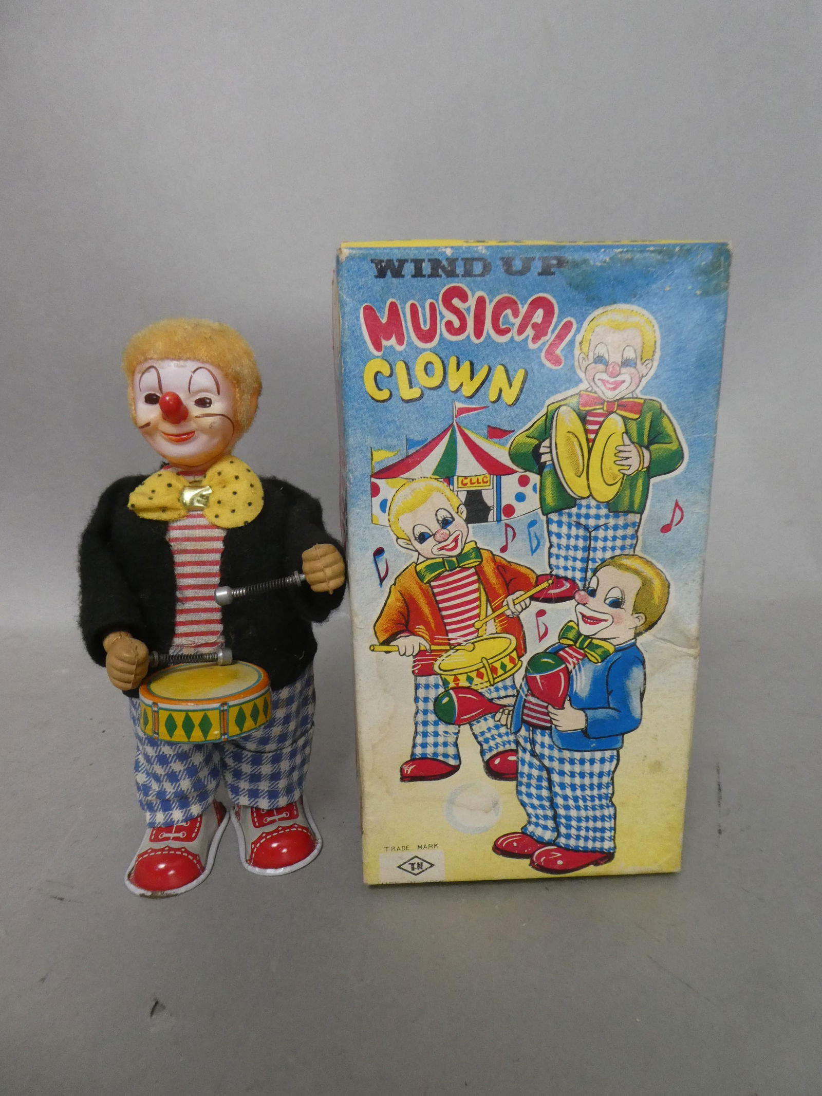 1950's Nomura TN Tin Windup Musical Clown in Box (1 of 8)