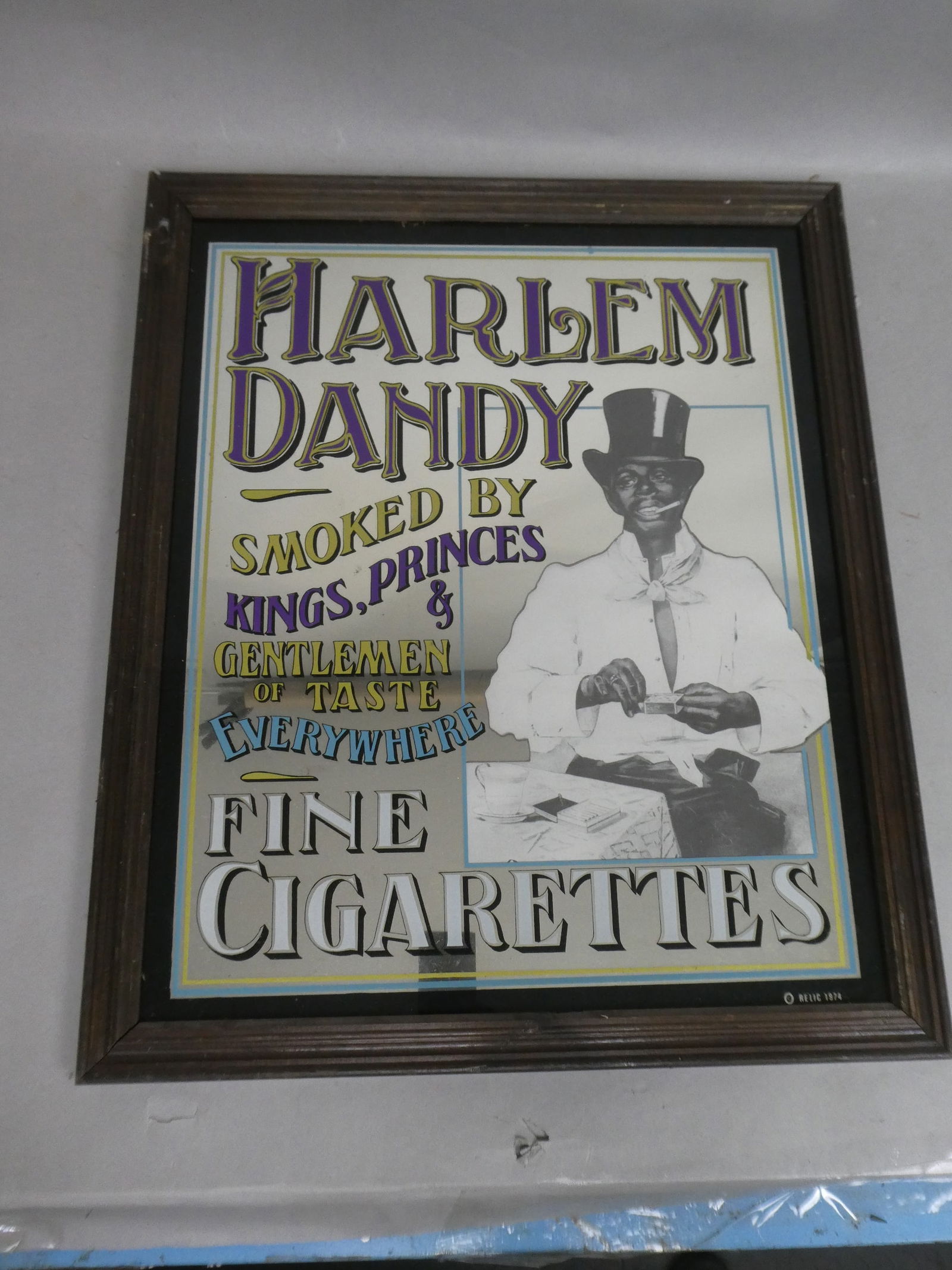 1974 Harlem Dandy Fine Cigarettes Mirrored Advertising Sign (1 of 9)