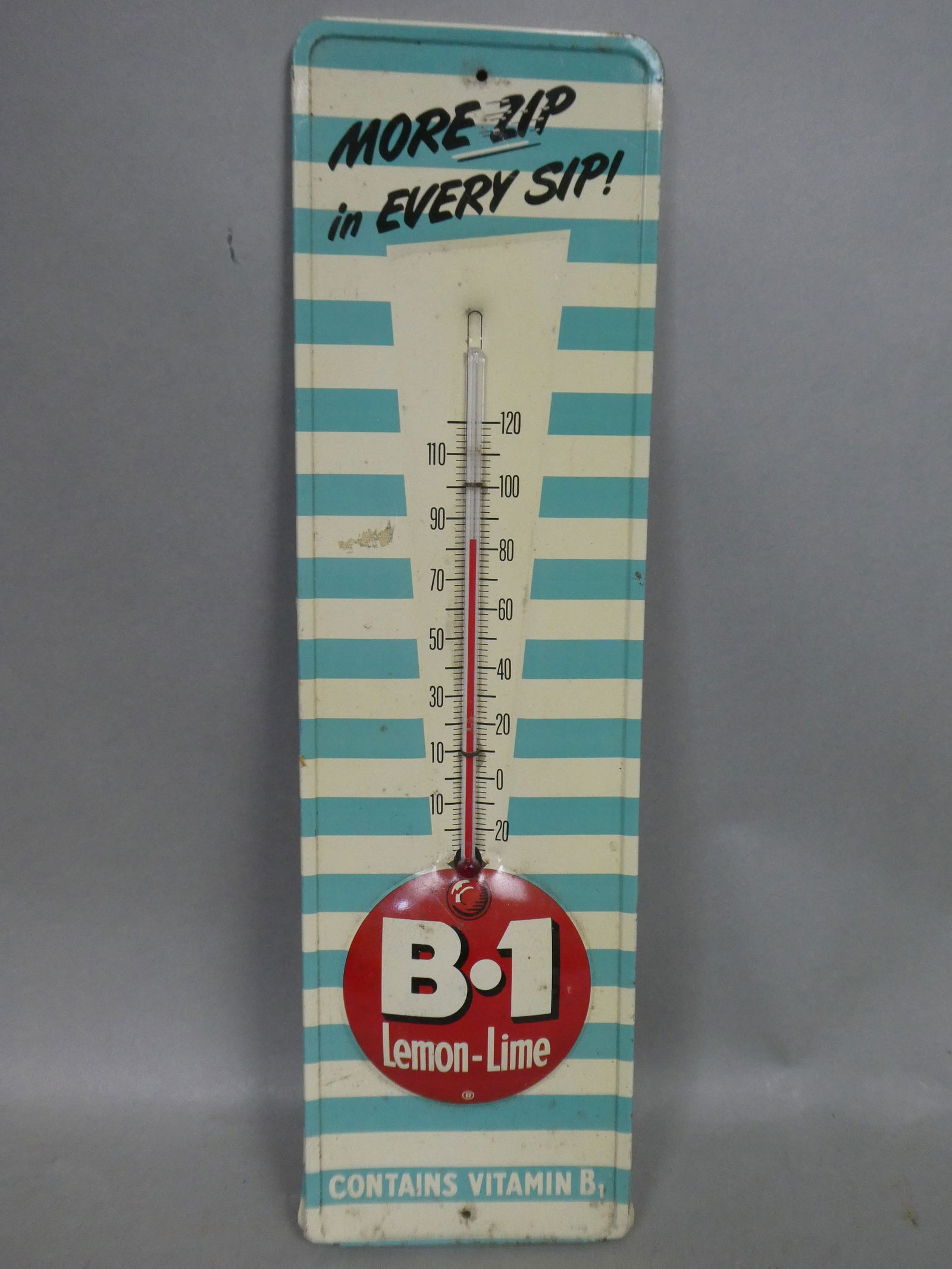 Vintage B 1 Lemon Lime Soda Cola Bottle Cap Tin Non Porcelain Thermometer Sign (1 of 6)