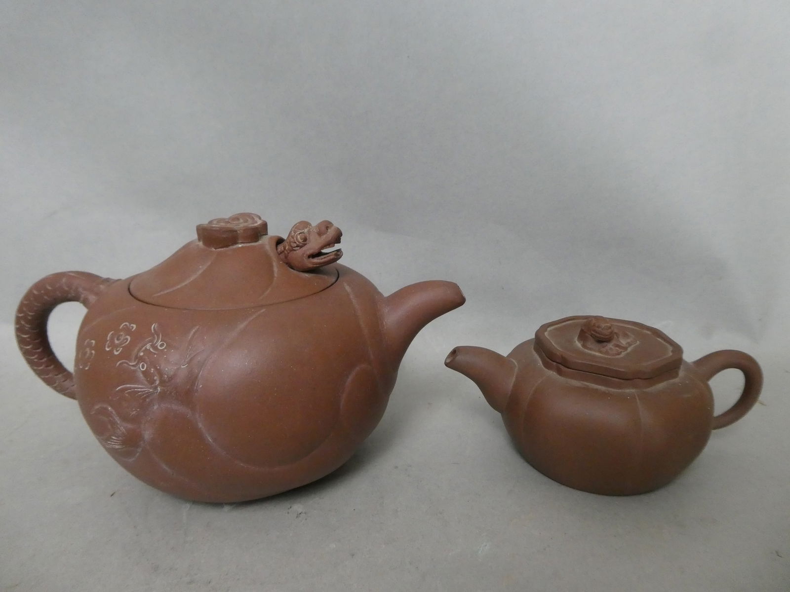 1966-76 Chinese Cultural Revolution Yixing Teapots Fish to Dragon & Foo Dog (1 of 8)