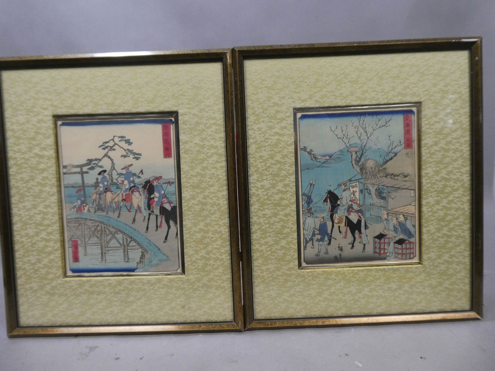 Pair Utagawa Hiroshige II Japanese Woodblock Prints Kakegawa & Maruko (1 of 11)