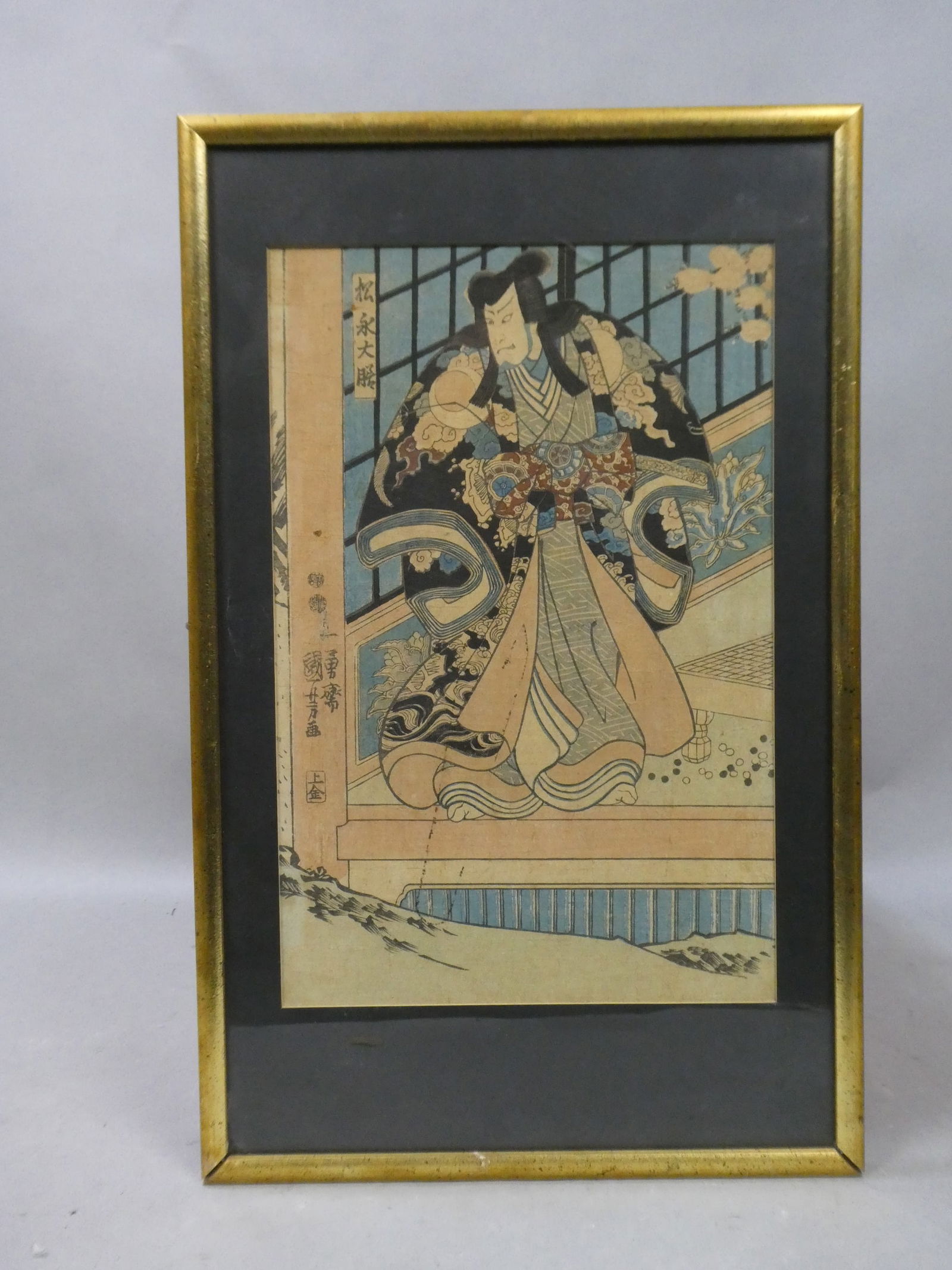 Original 19th Century Unknown Artist Japanese Woodblock Print Of Warrior (1 of 13)