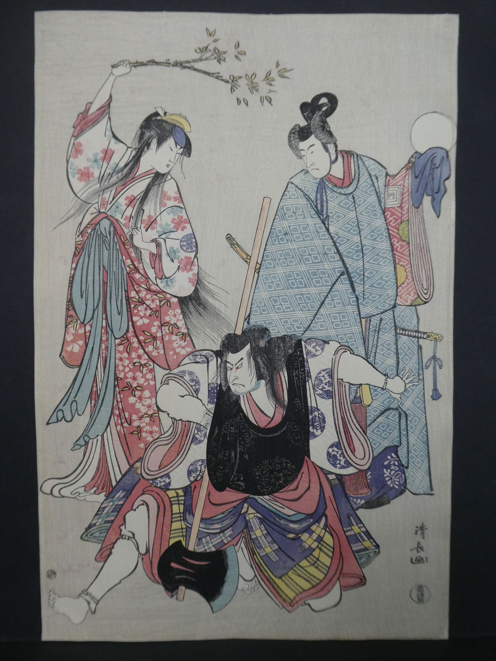 Repro Torii Kiyonaga Japanese Woodblock Print Man w/ Axe (1 of 10)