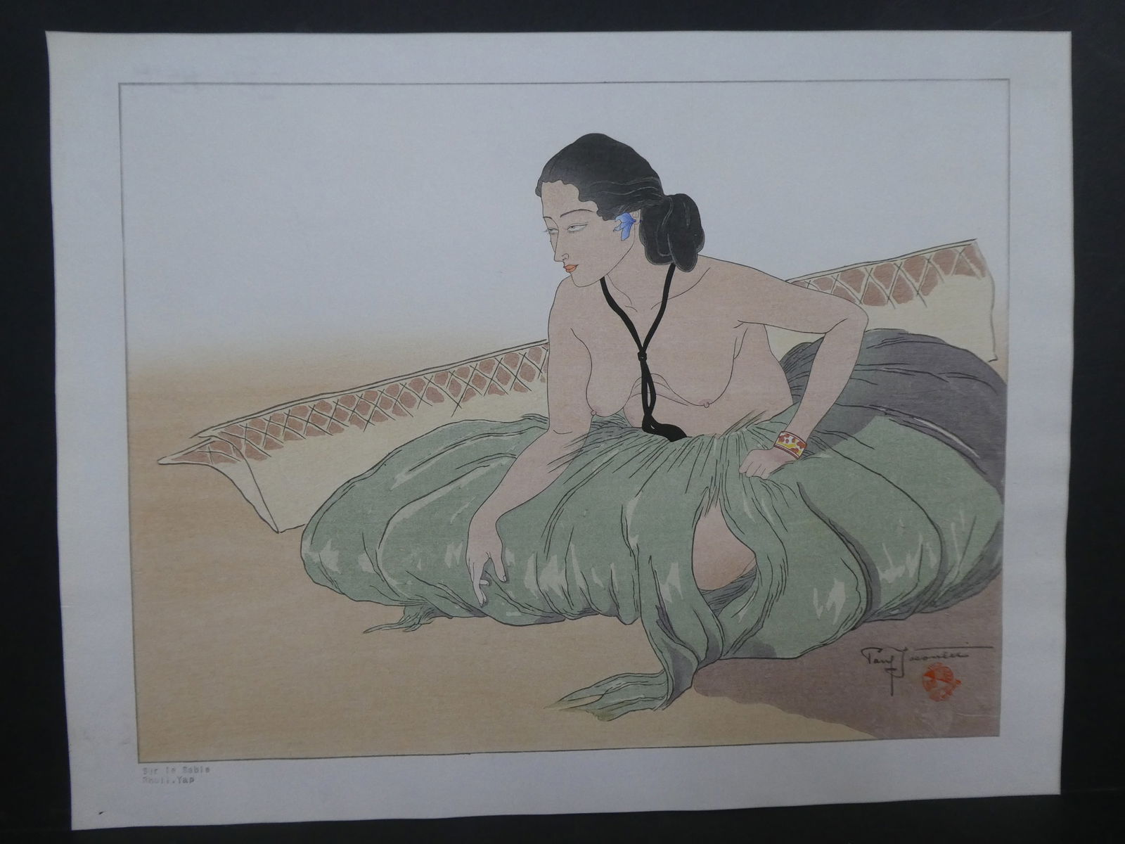 1937 Paul Jacoulet Japanese Woodblock Print Sur le Sable Rhull Yap (1 of 12)