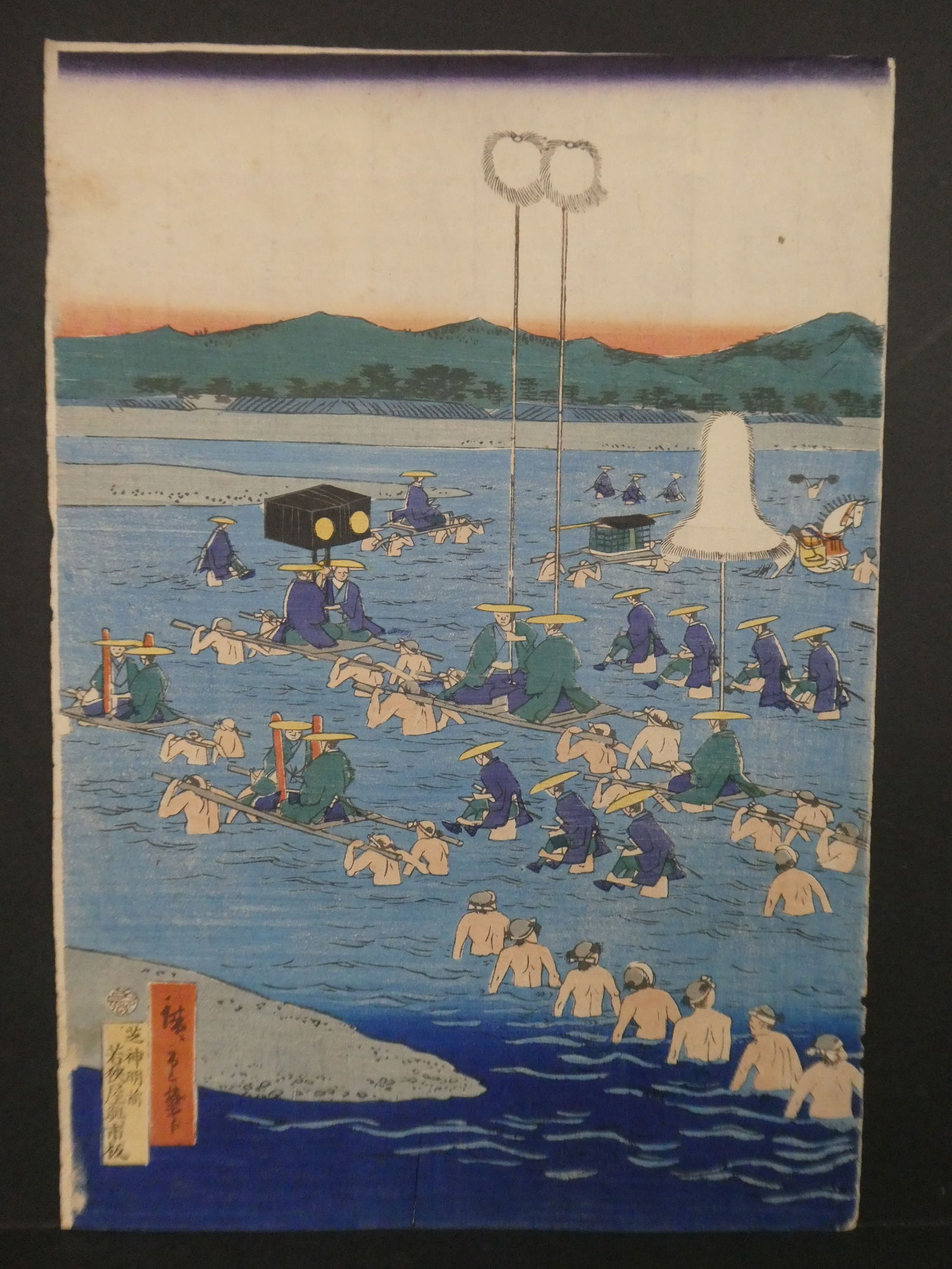 Original 19th Century Ando Hiroshige II Japanese Woodblock Print Daiymo's Procession to Tokyo (1 of 10)