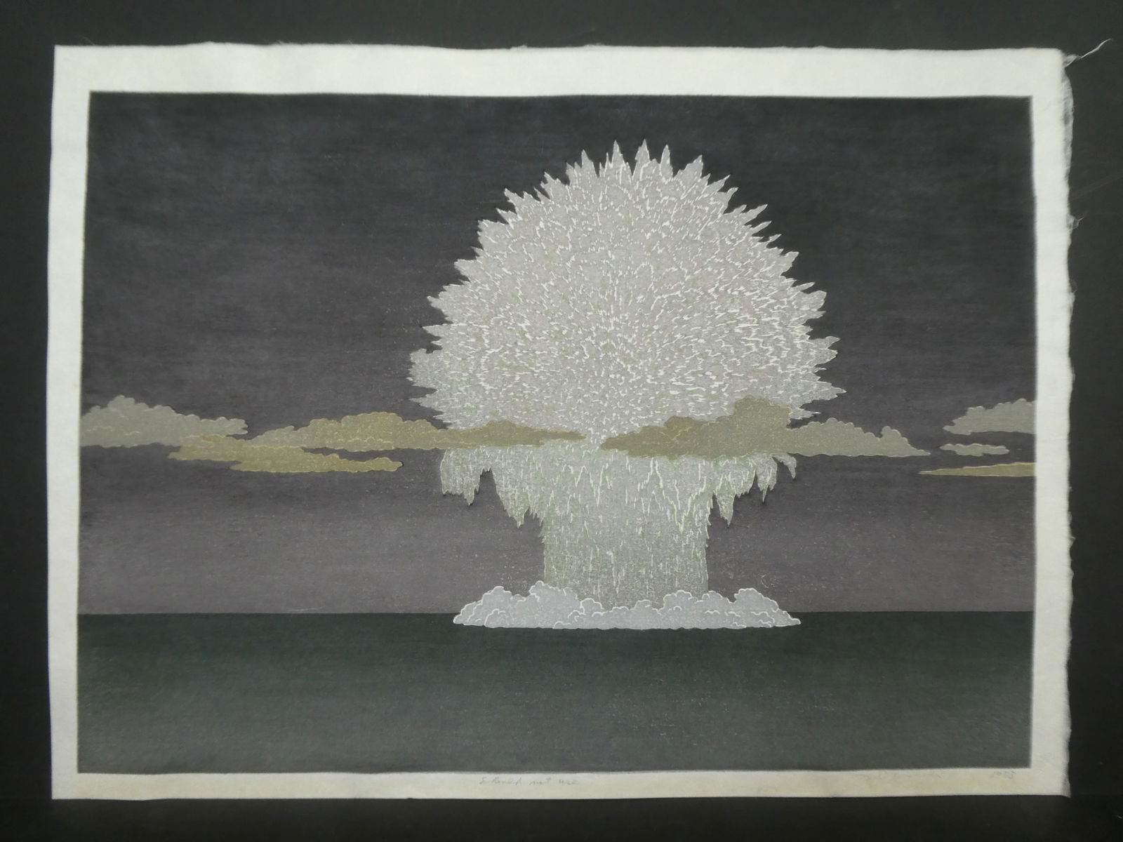 1975 Toshi Yoshida Japanese Woodblock Print Should Not Use: 1975 Toshi Yoshida Japanese Woodblock Print Should Not Use. Unframed.. Measurements in inches: 21 1/2 x 16 Condition:some residue on reverse edges Shipping:We offer in-house shipping. Item(s) will be