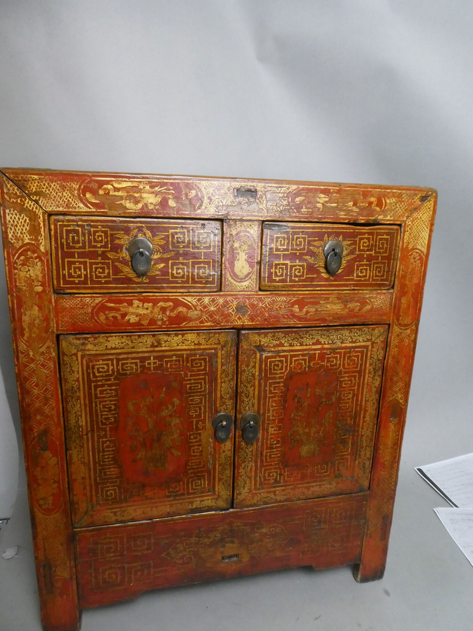Old Chinese Handmade & Painted Large Chest w/ Drawers & Doors (1 of 11)
