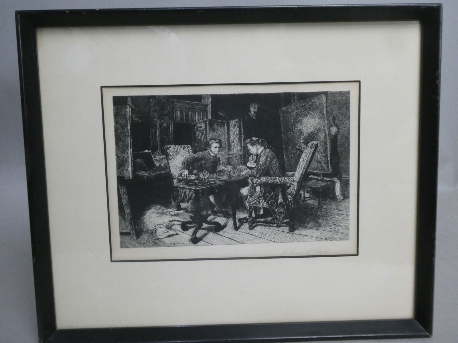 Antique Jean Louis Ernest Meissonier Chess Playing Engraving (1 of 11)