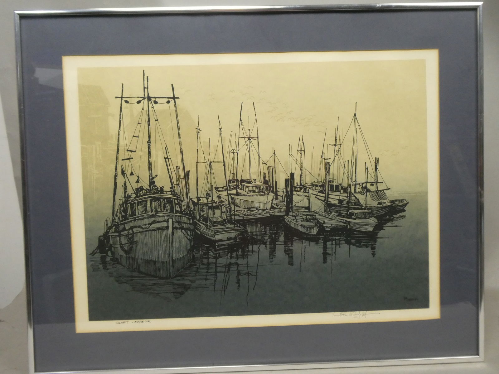 Roger Berghoff Quiet Harbor Signed Lithograph (1 of 15)