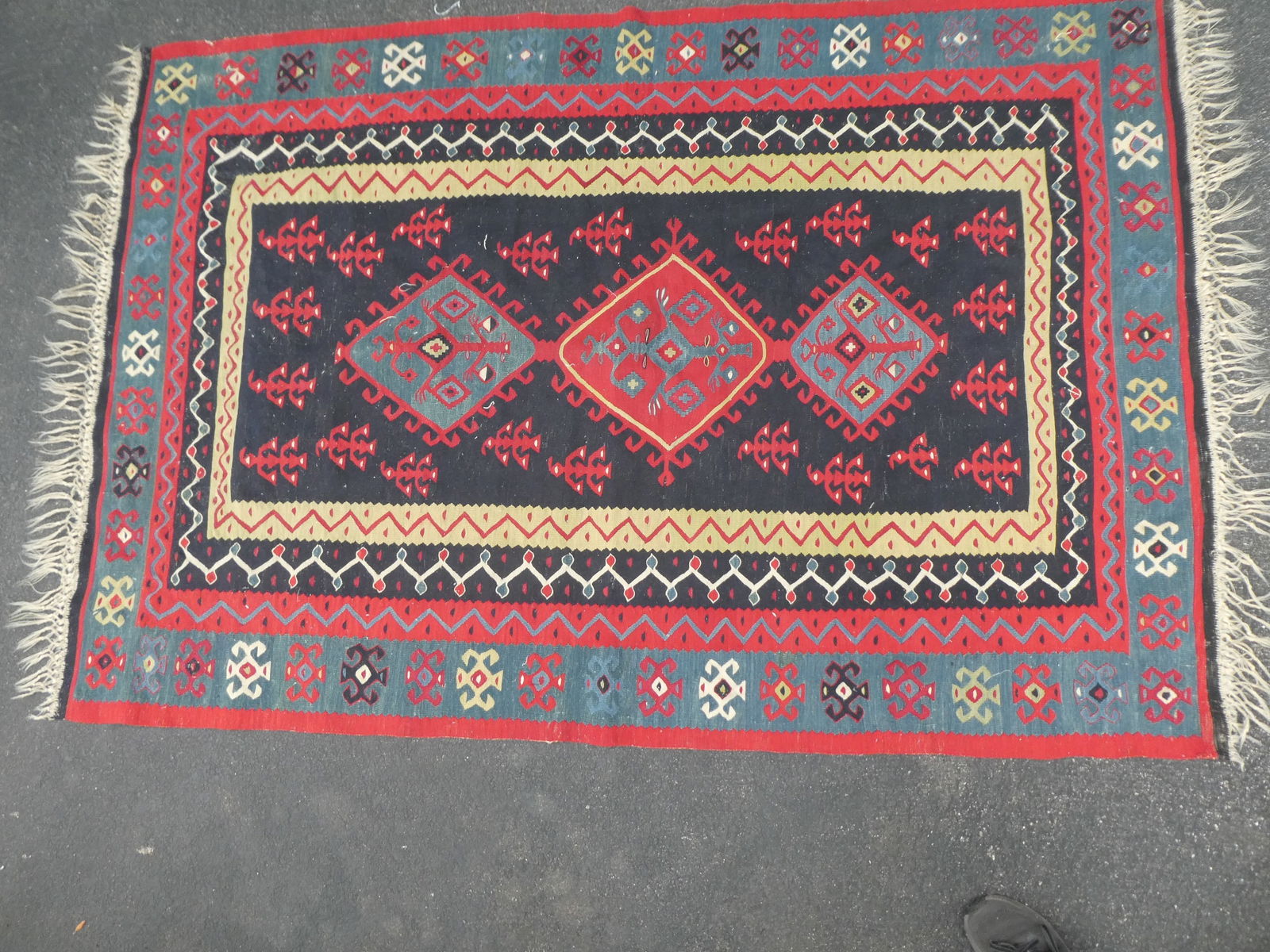 Vintage 56x82 Sarkoy Kilim Turkish Geometric Wool Handmade Rug (1 of 15)